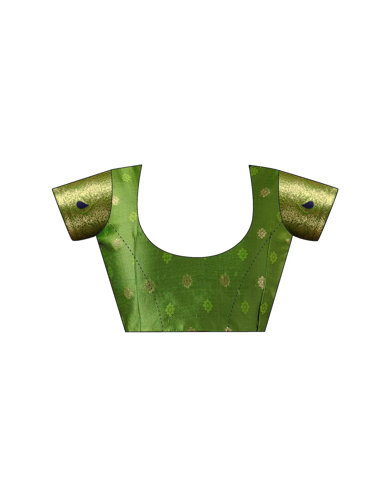 Green Silk Woven Banarasi Saree - Image 10