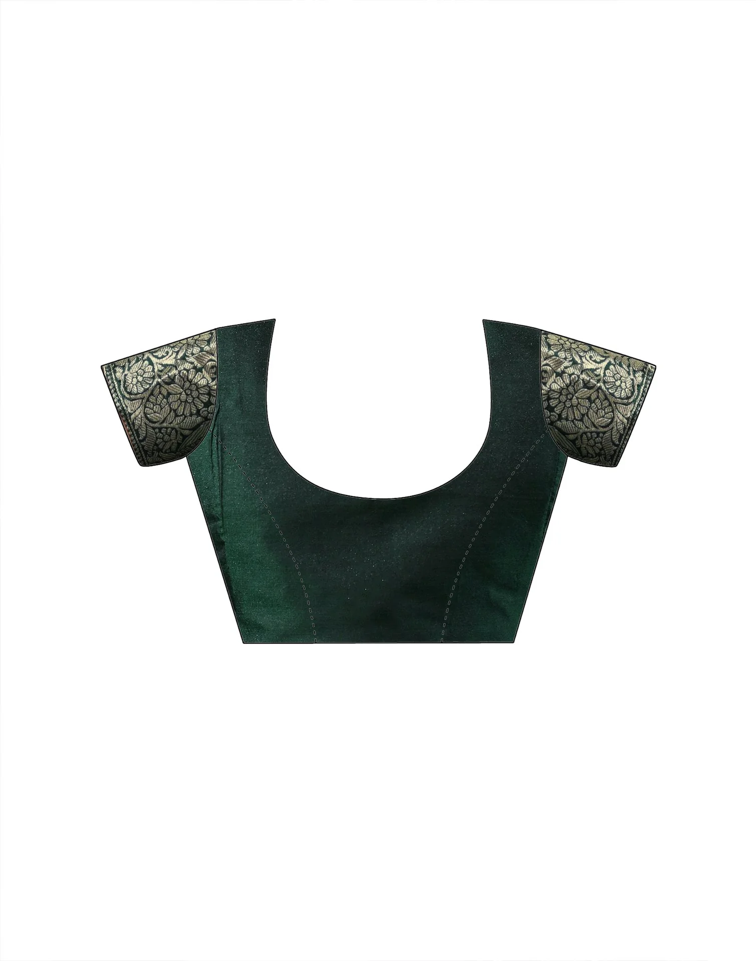 Green Silk Woven Banarasi Saree - Image 12