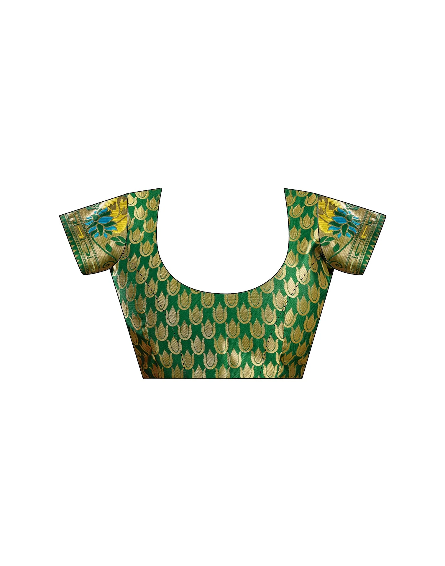 Green Silk Woven Paithani Saree - Image 9