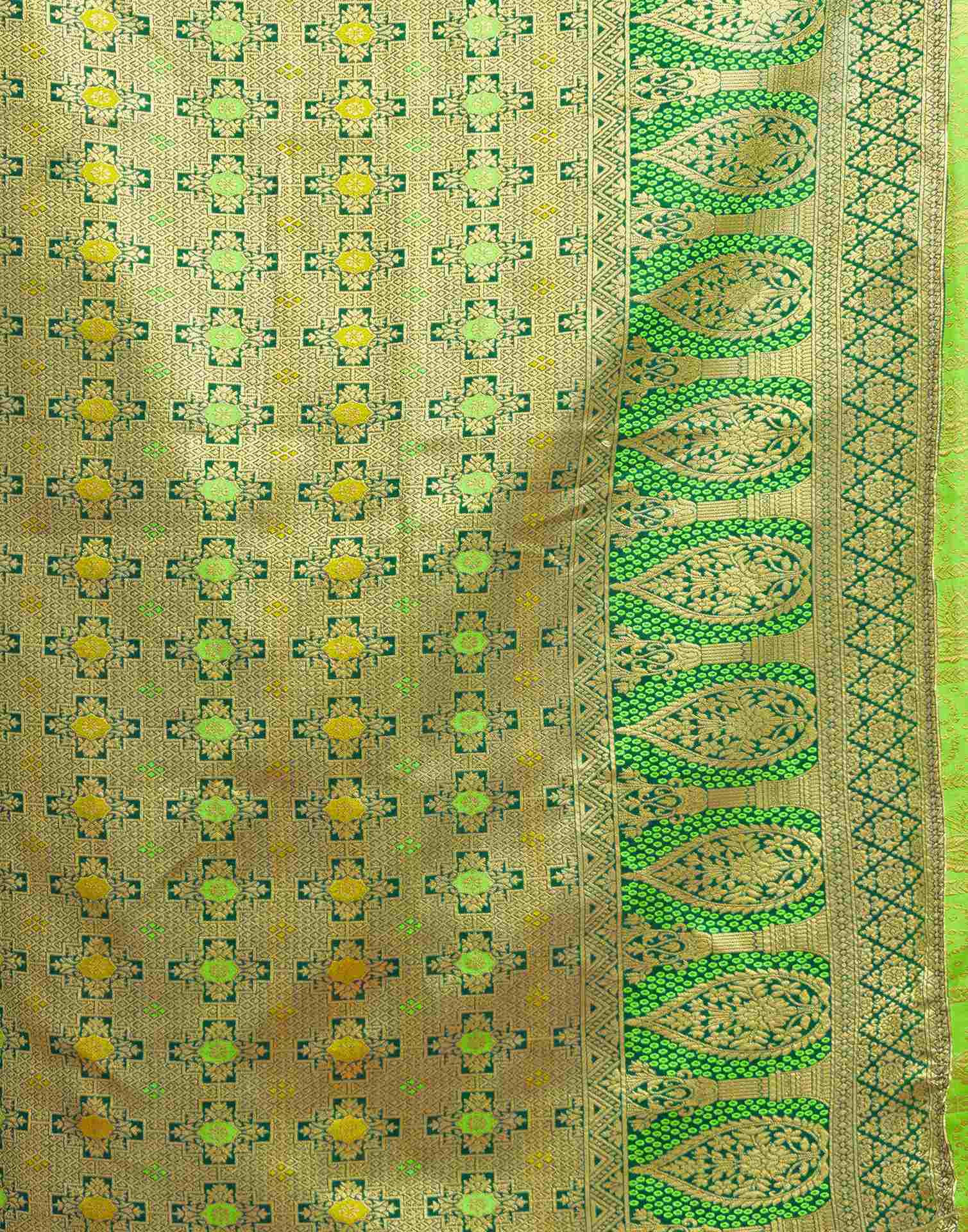Green Silk Woven Patola Saree - Image 7