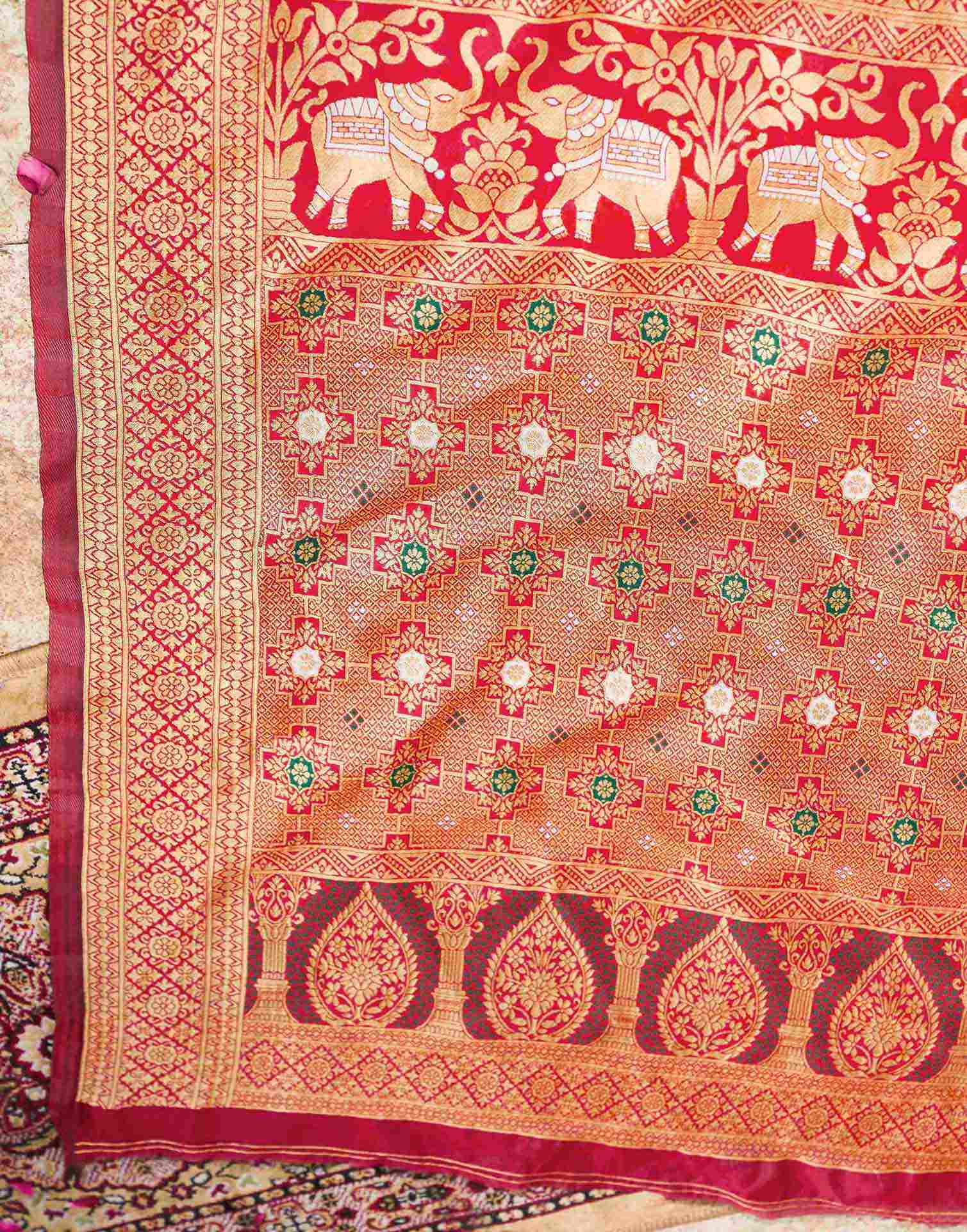Green Silk Woven Patola Saree - Image 6
