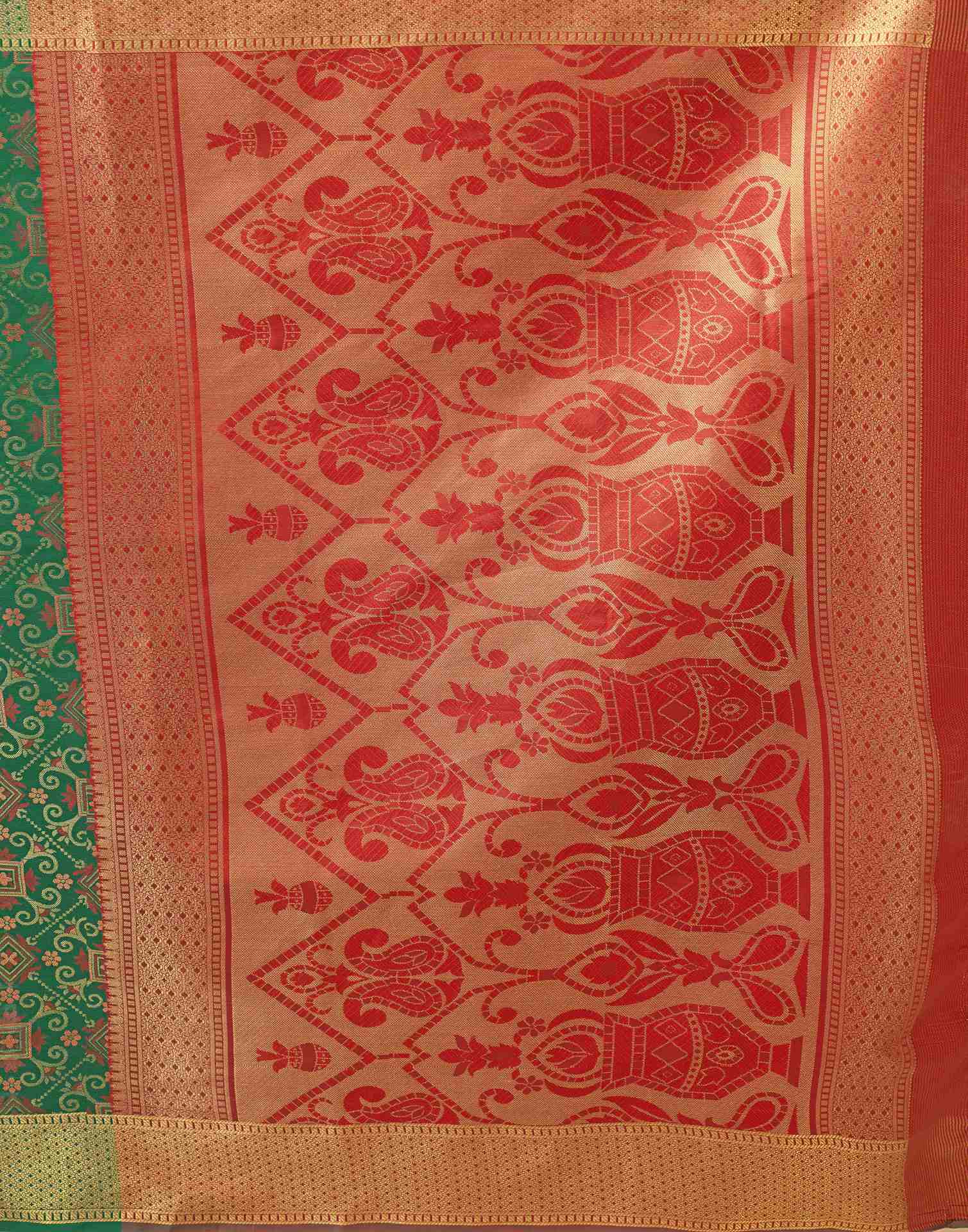 Green Silk Woven Patola Saree - Image 7