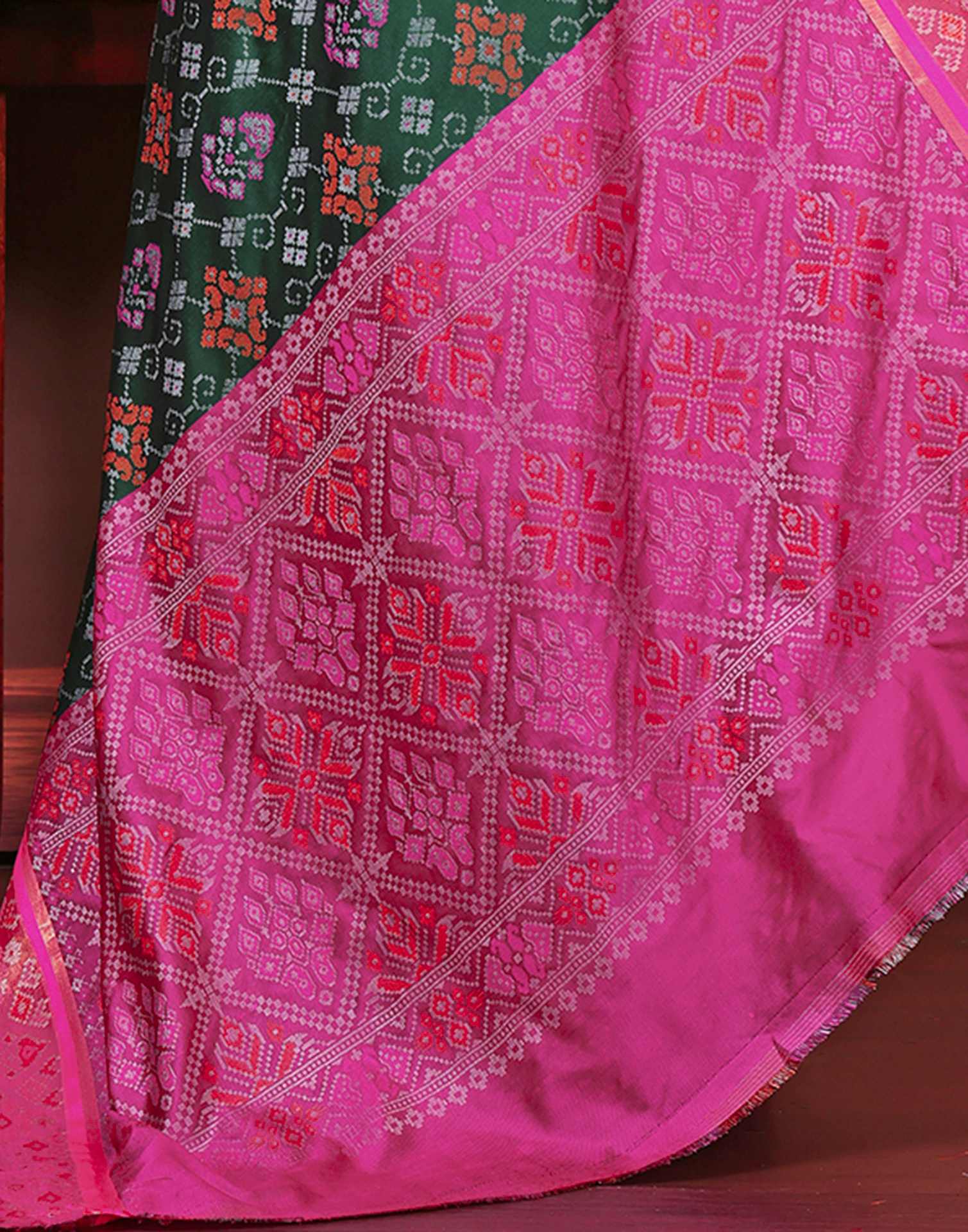 Green Silk Woven Patola Saree - Image 7