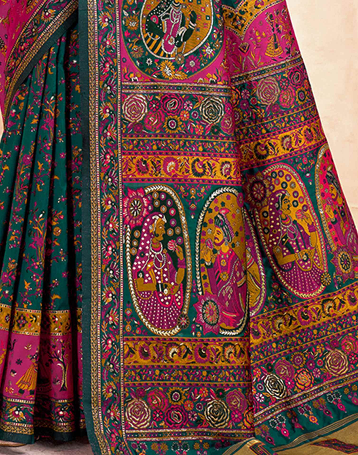 Green Silk Woven Patola Saree - Image 9