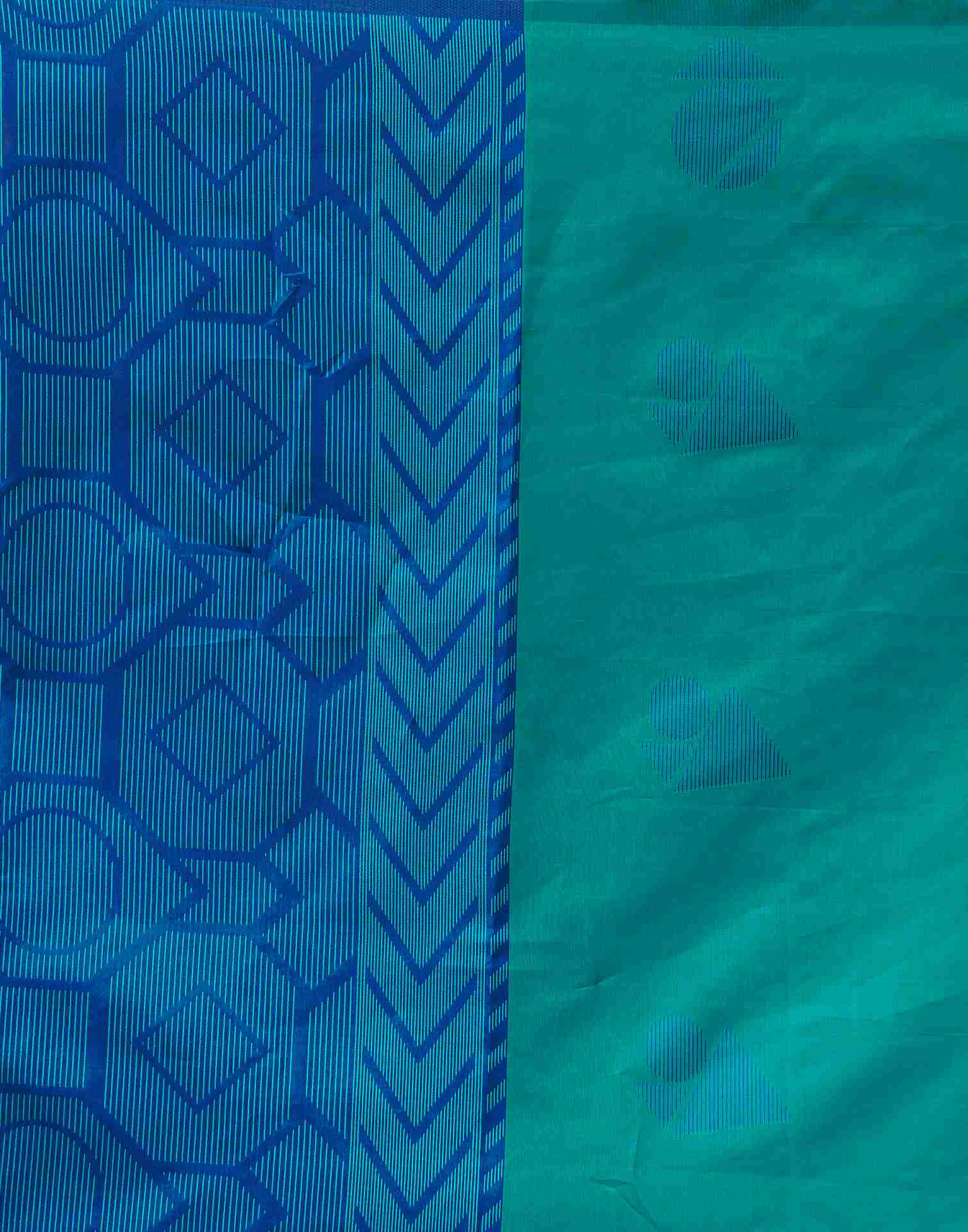 Teal Green Silk Woven Banarasi Saree - Image 8