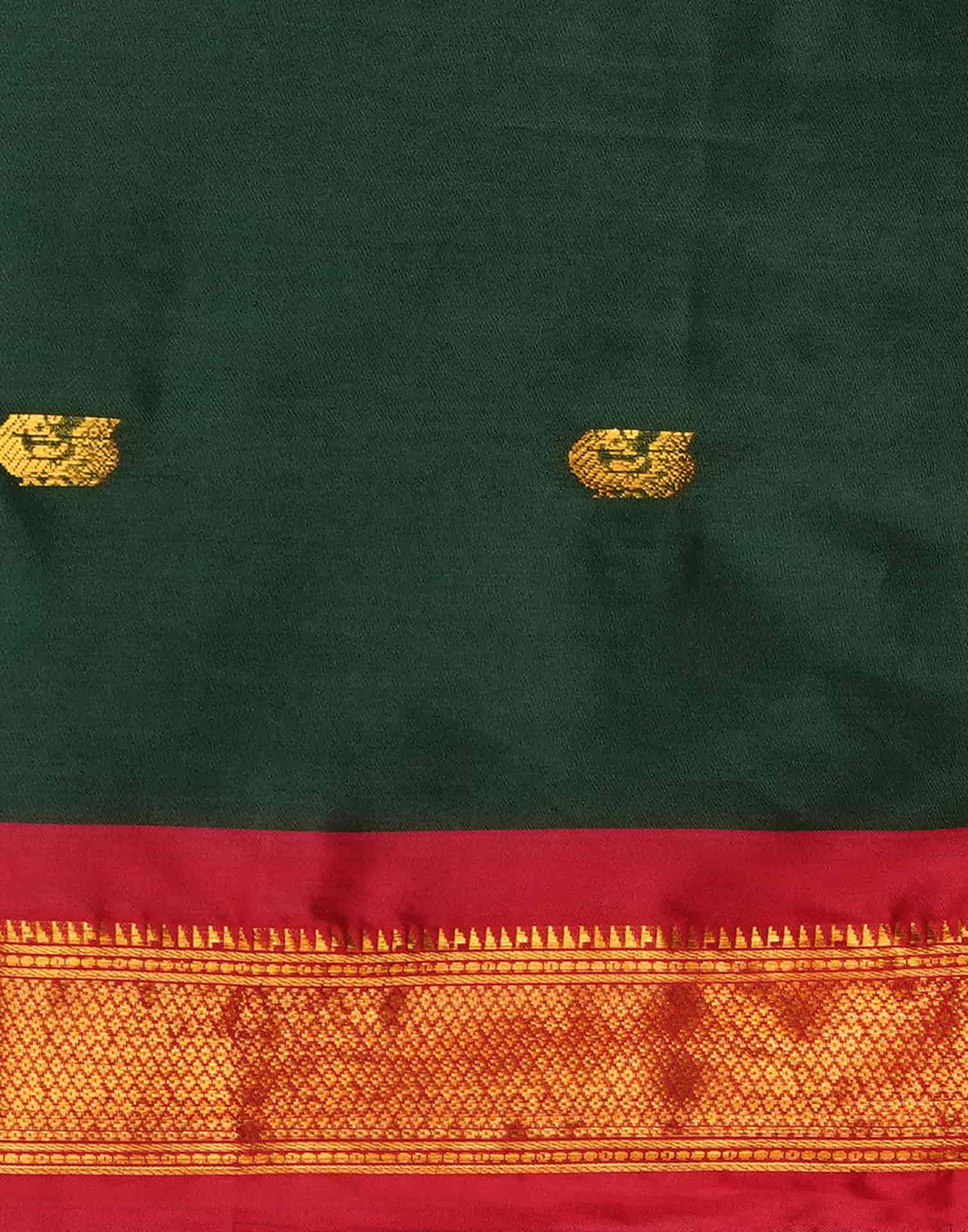Dark Green Silk Woven Kanjivaram Saree - Image 7