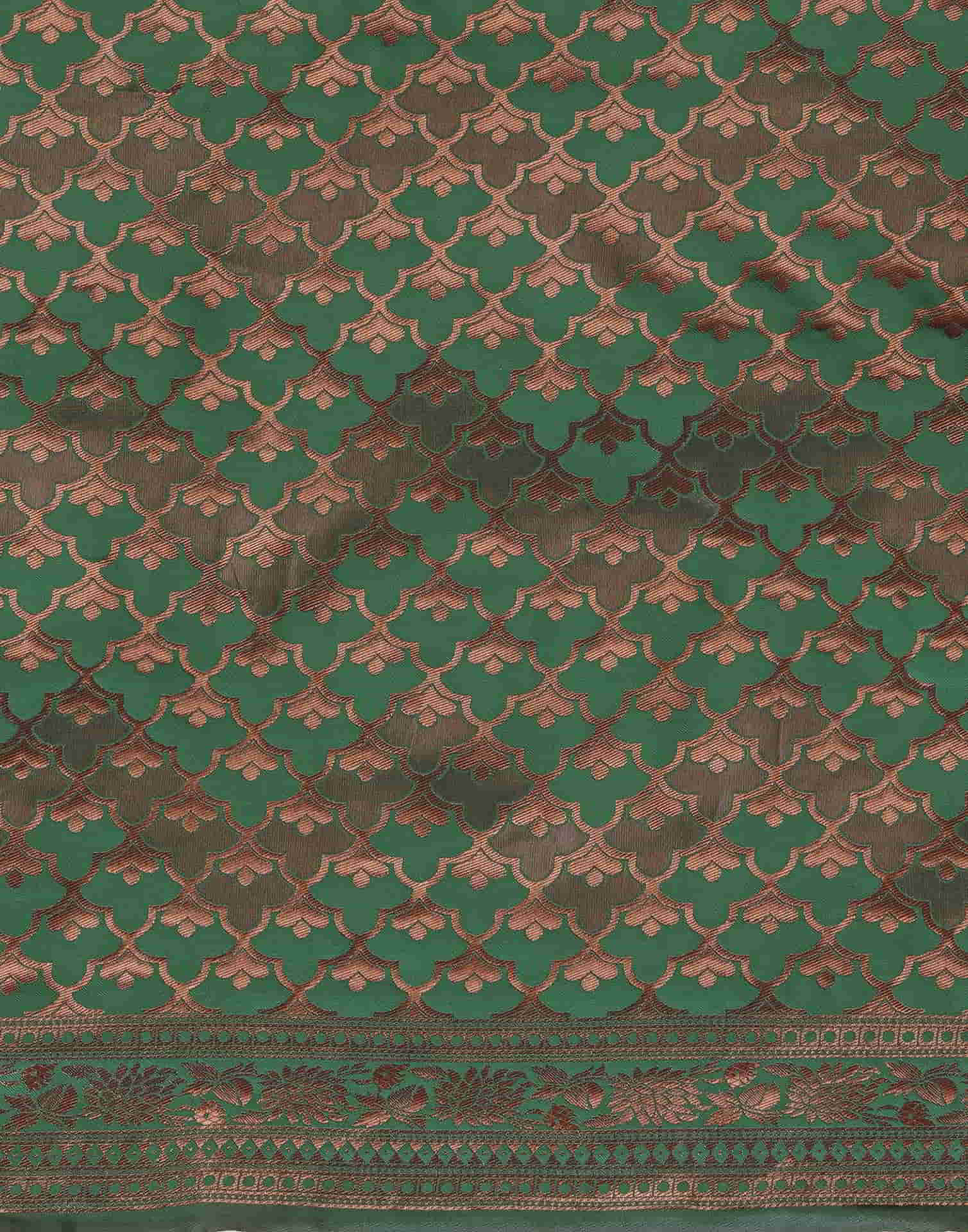 Dark Green Silk Woven Banarasi Saree - Image 7