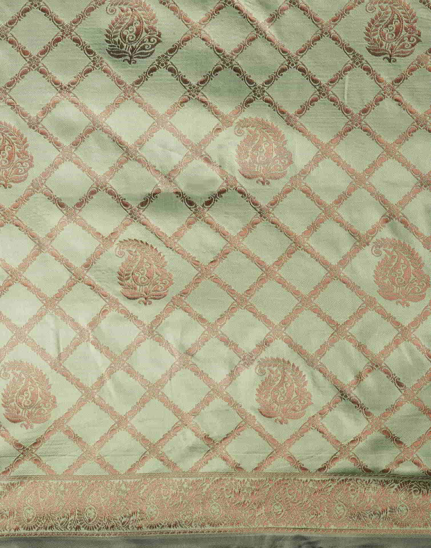 Pista Green Silk Woven Banarasi Saree - Image 7
