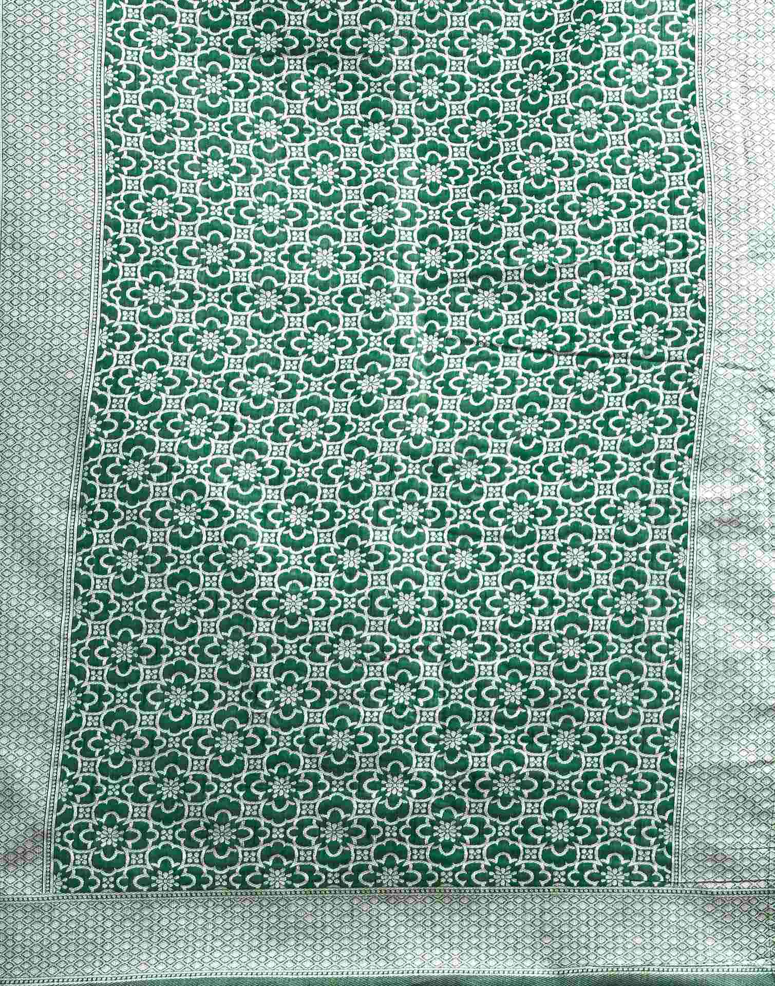 Green Silk Woven Saree - Image 7