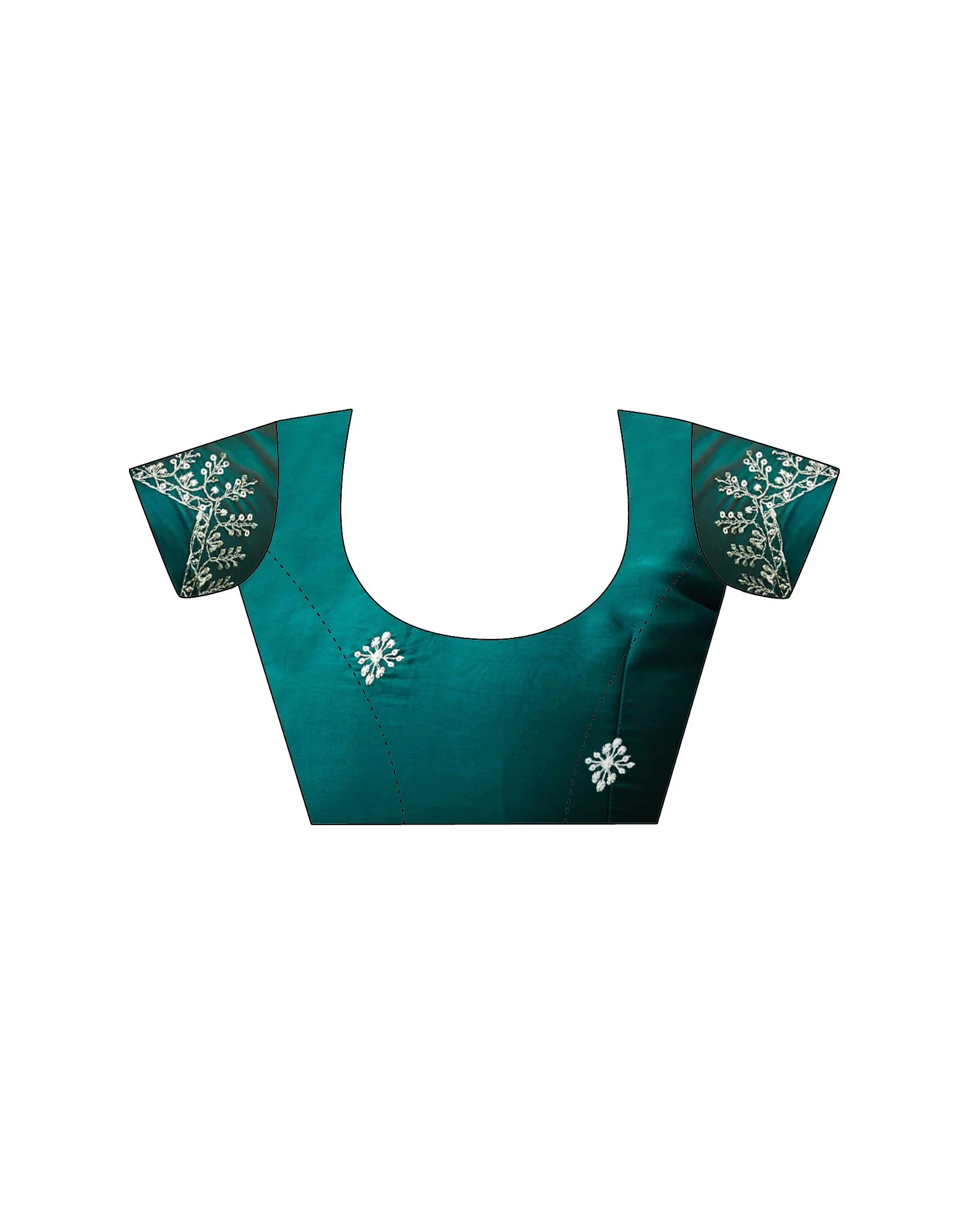 Green Tissue Silk Sequence Embroidery Saree - Image 9