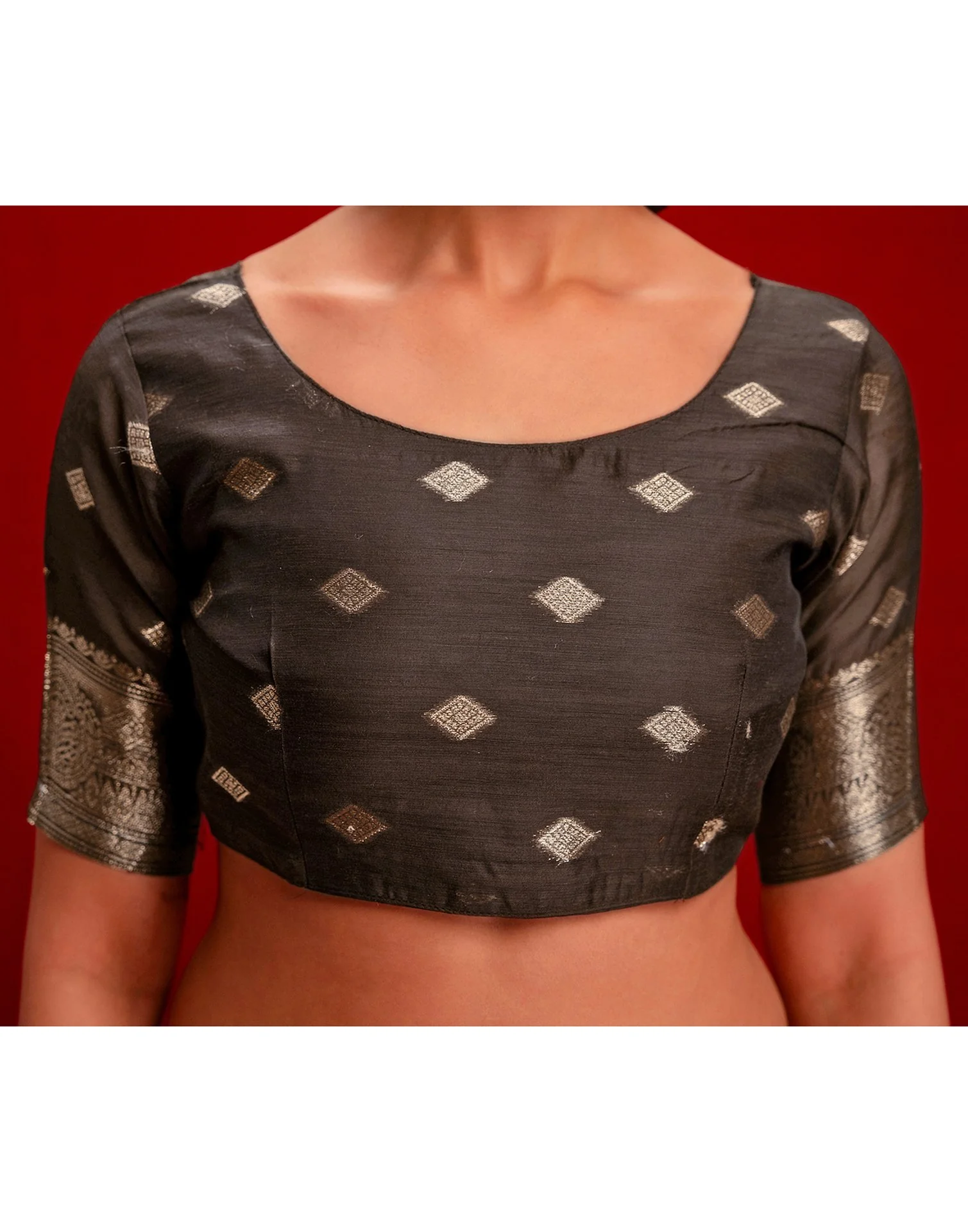 Grey Chanderi Cotton Woven Banarasi Saree - Image 11