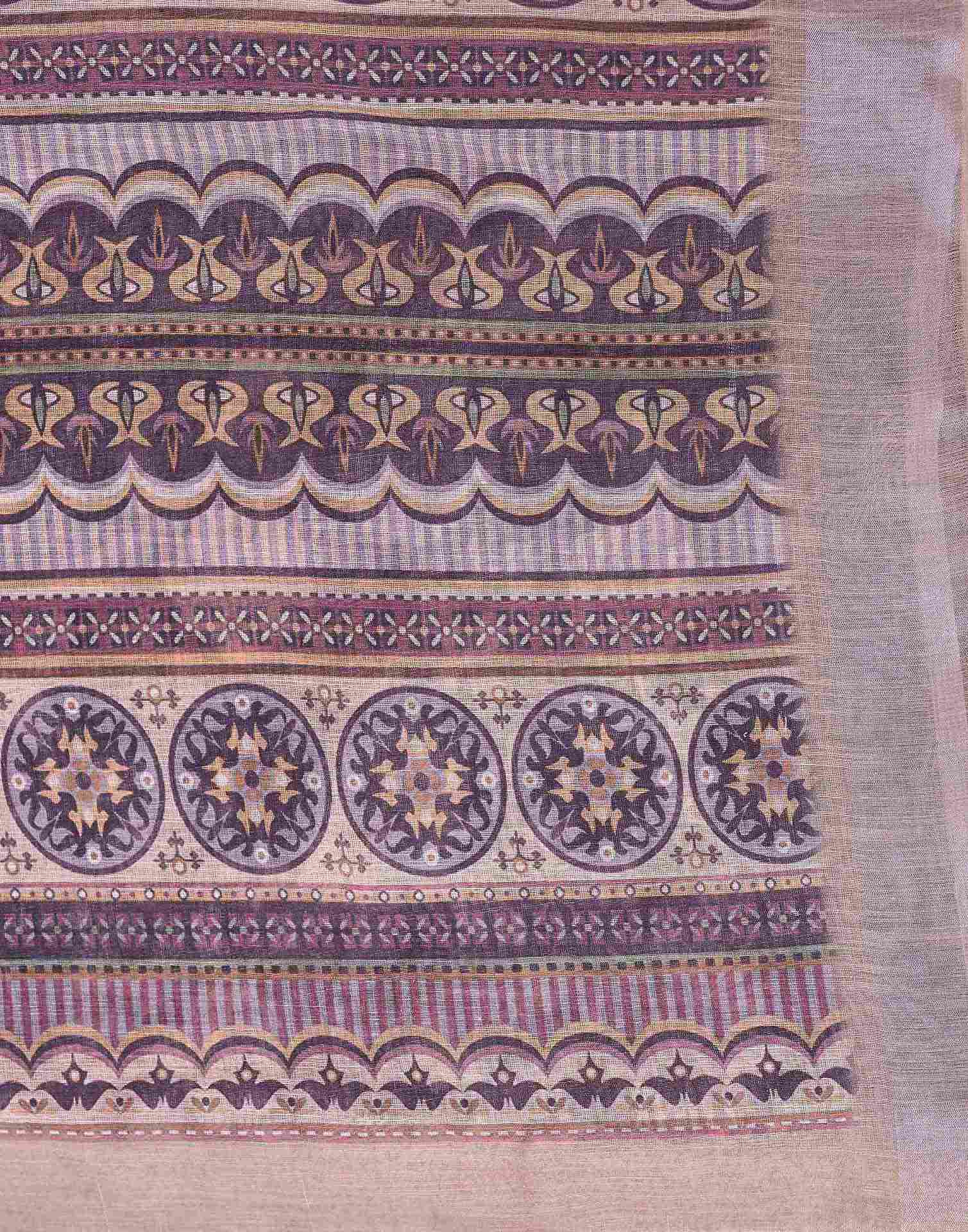 Grey Cotton Floral Printed Saree - Image 8