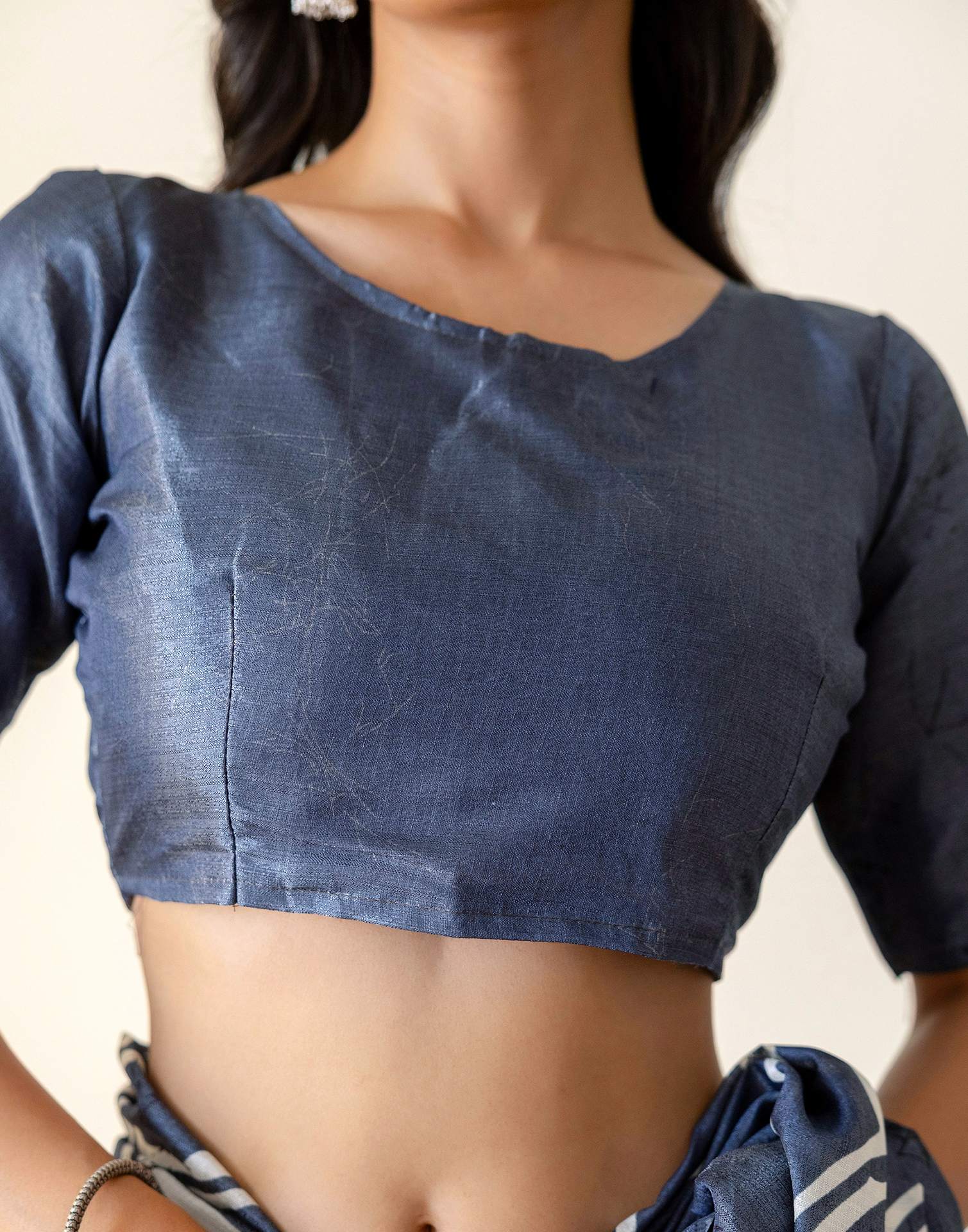 Grey Khadi Printed Saree - Image 10