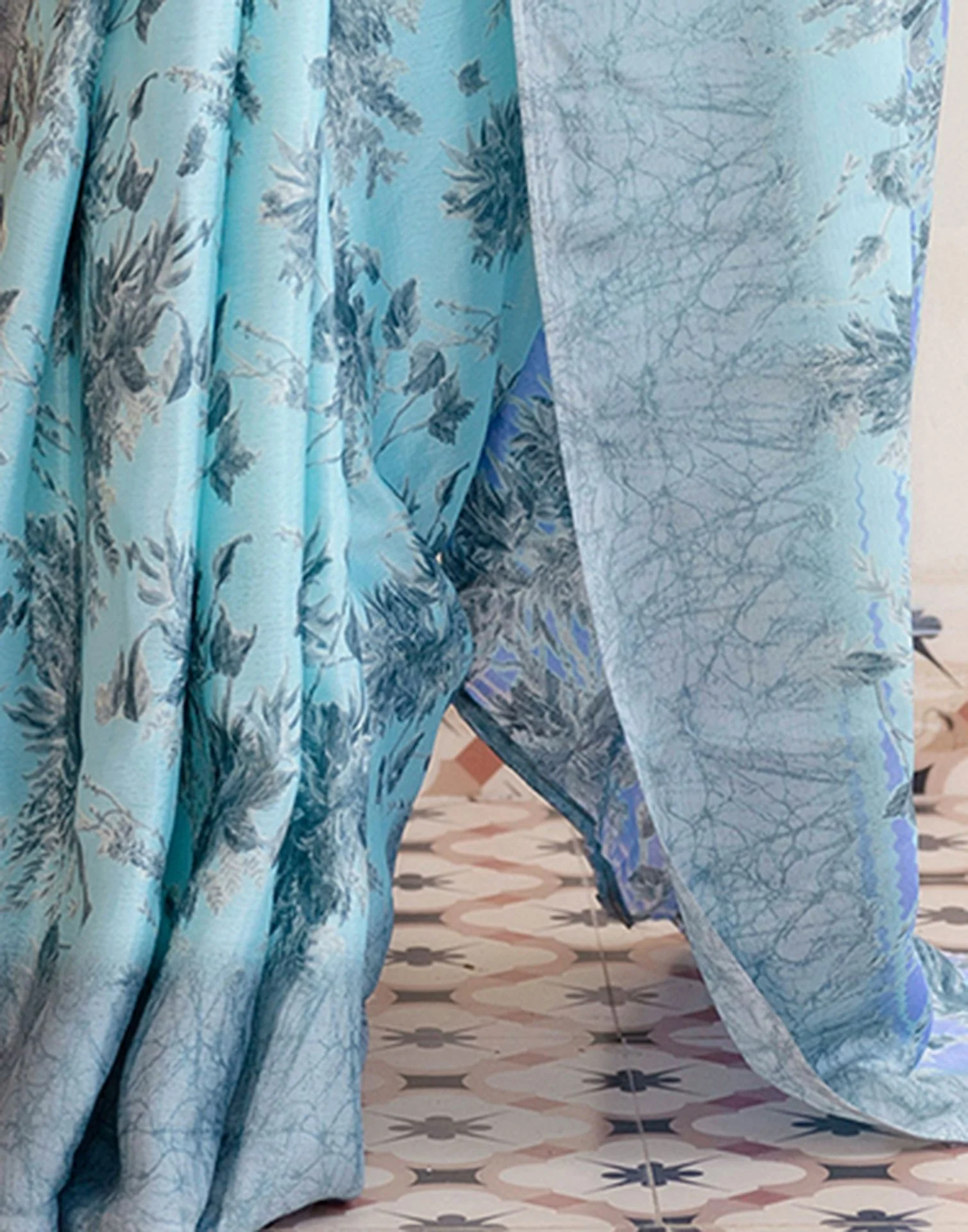 Grey SilkĀ Printed Saree - Image 11