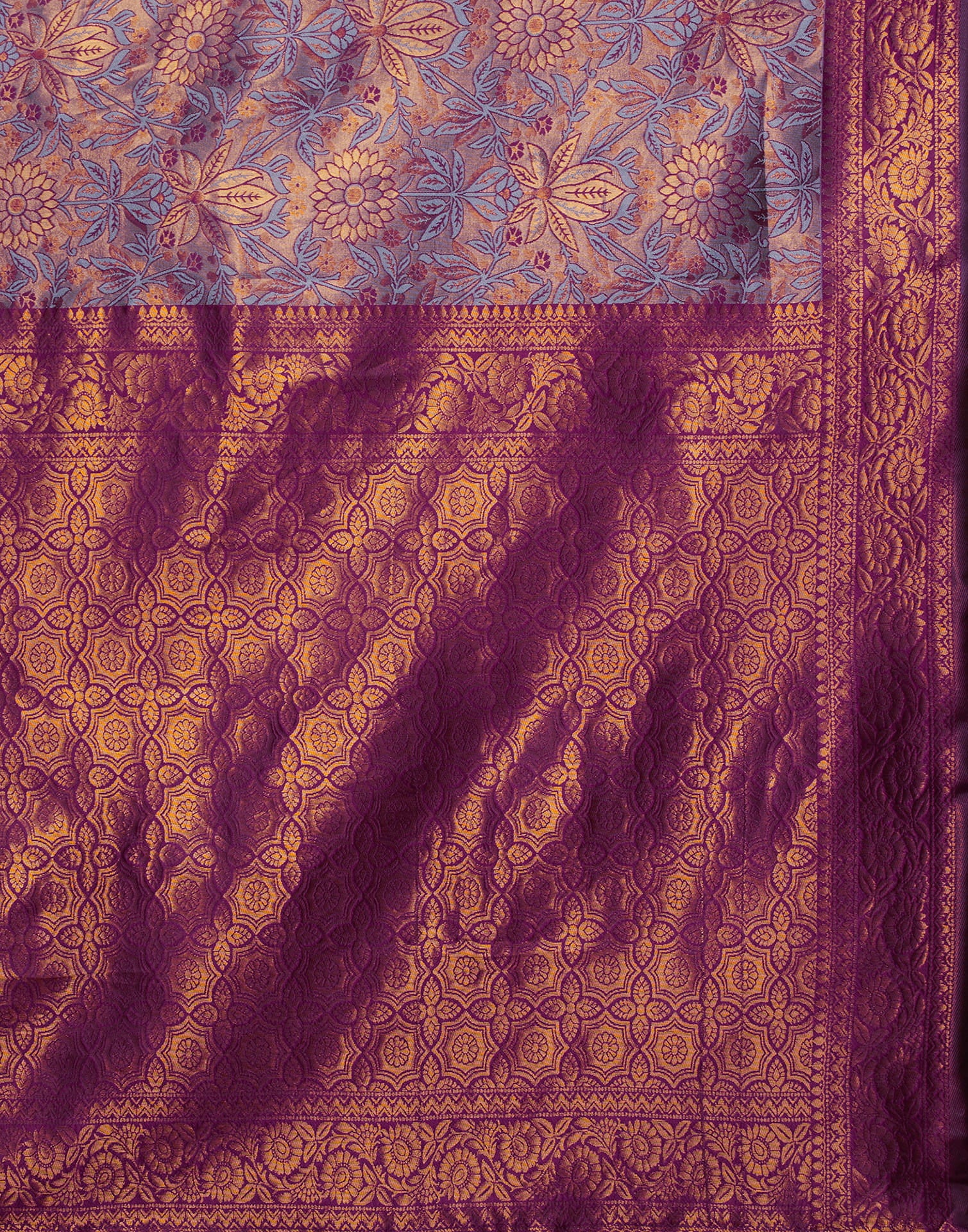Lavender Silk Woven Banarasi Saree - Image 7