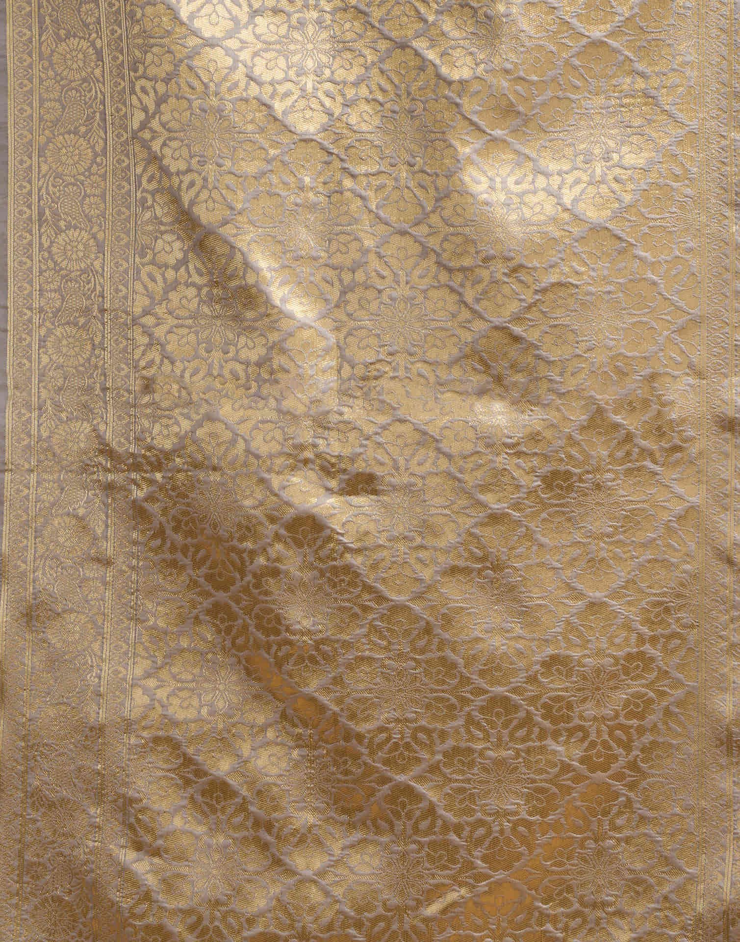 Grey Silk Woven Banarasi Saree - Image 8