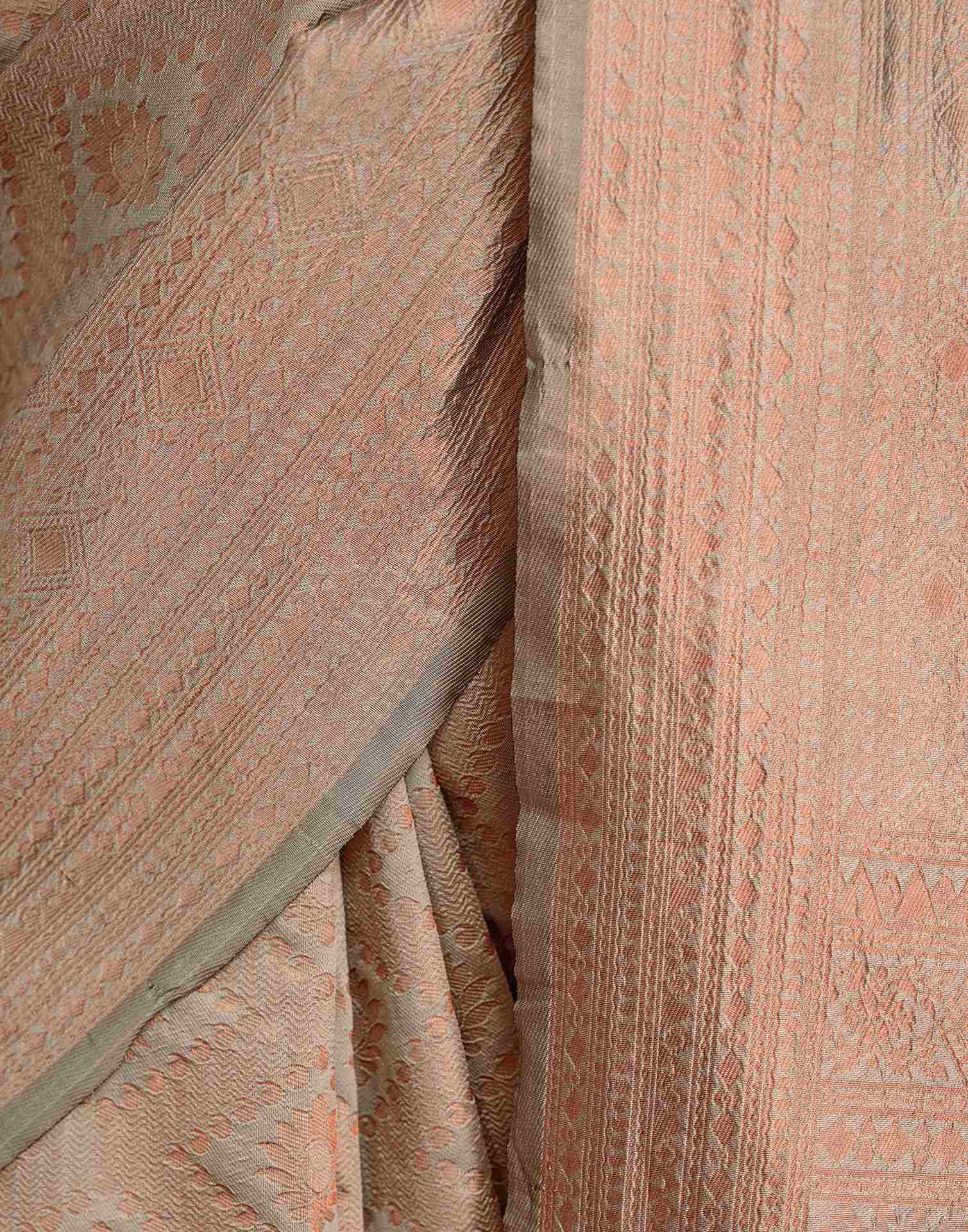 Grey Silk Woven Banarasi Saree - Image 11