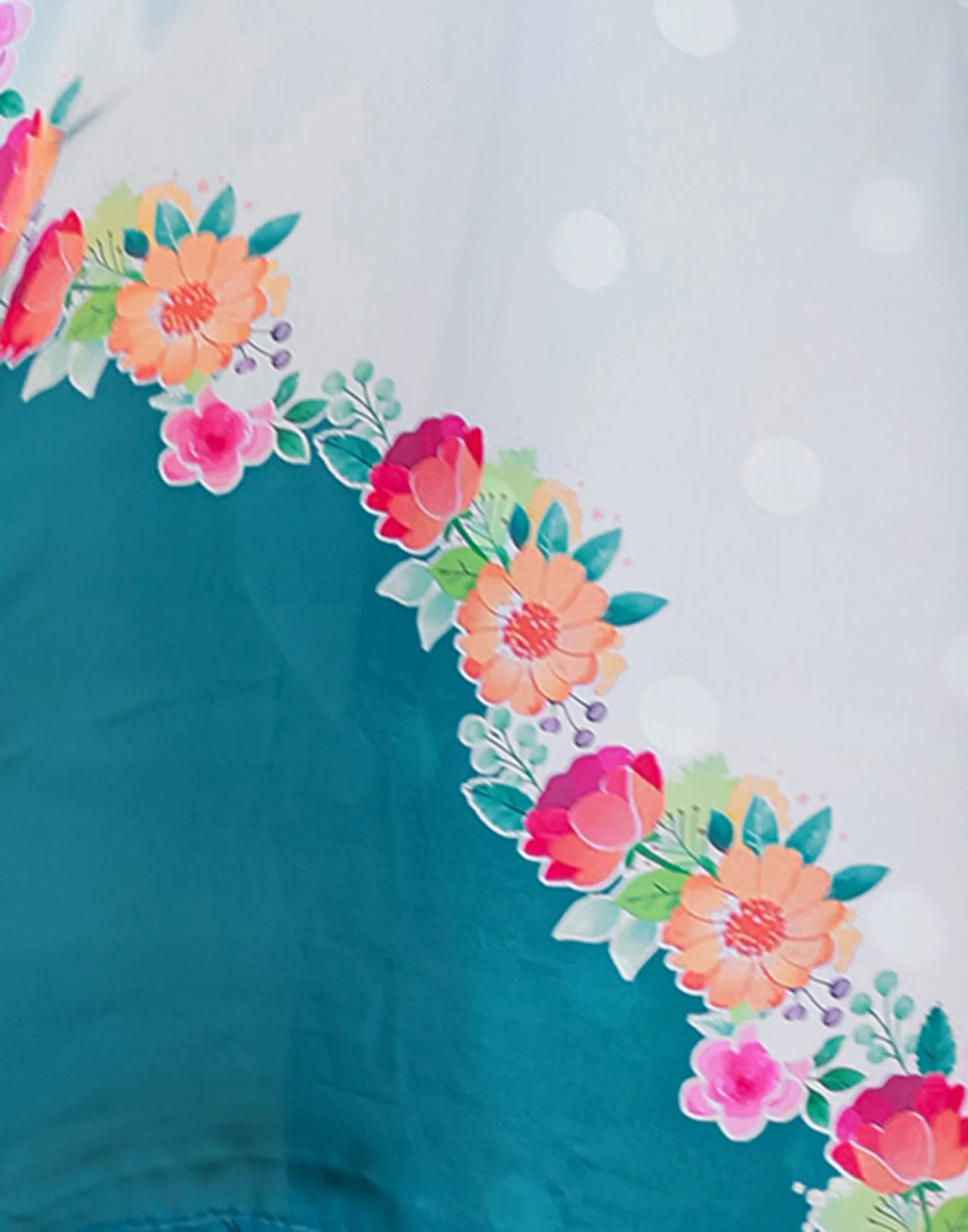 Handsfree Sky Blue Satin Floral Printed Saree - Image 8