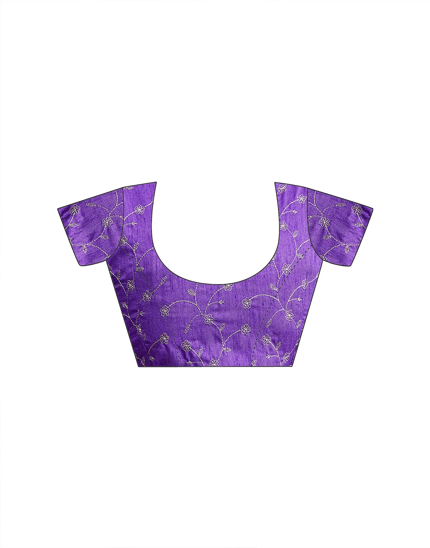 Lavender Georgette Printed Lace Saree - Image 8