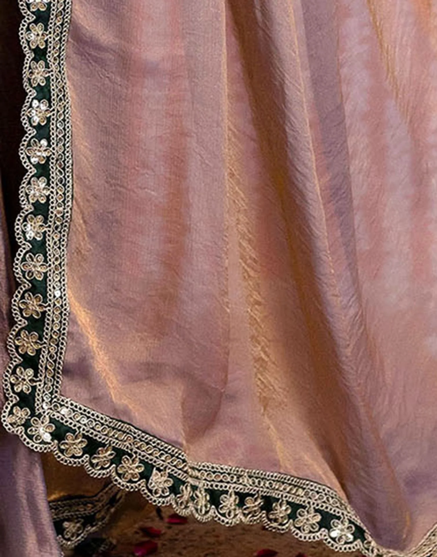 Lavender Shimmer Sequence Lace Saree - Image 9