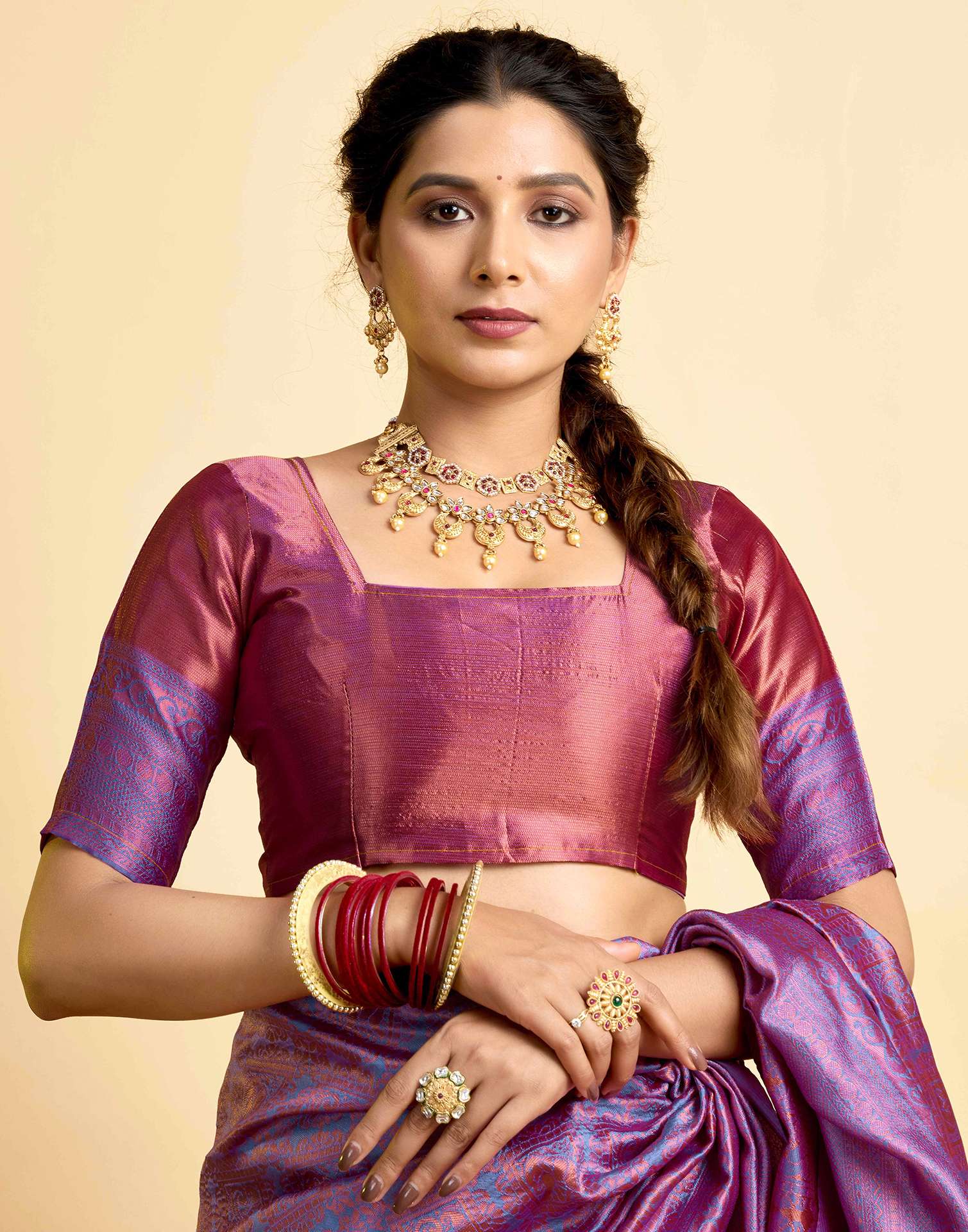 Lavender Silk Woven Kanjivaram Saree - Image 8