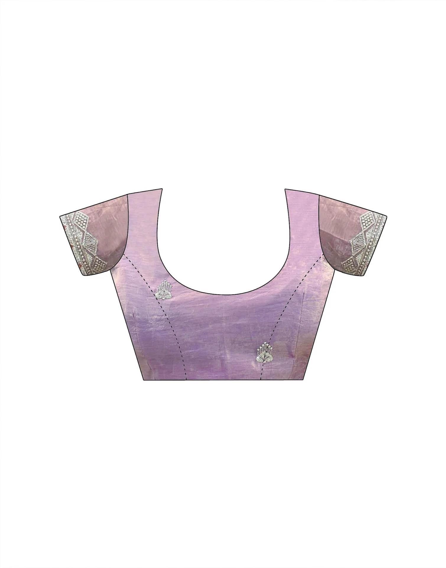 Lavender Tissue Silk Embroidery Embellished Saree - Image 9