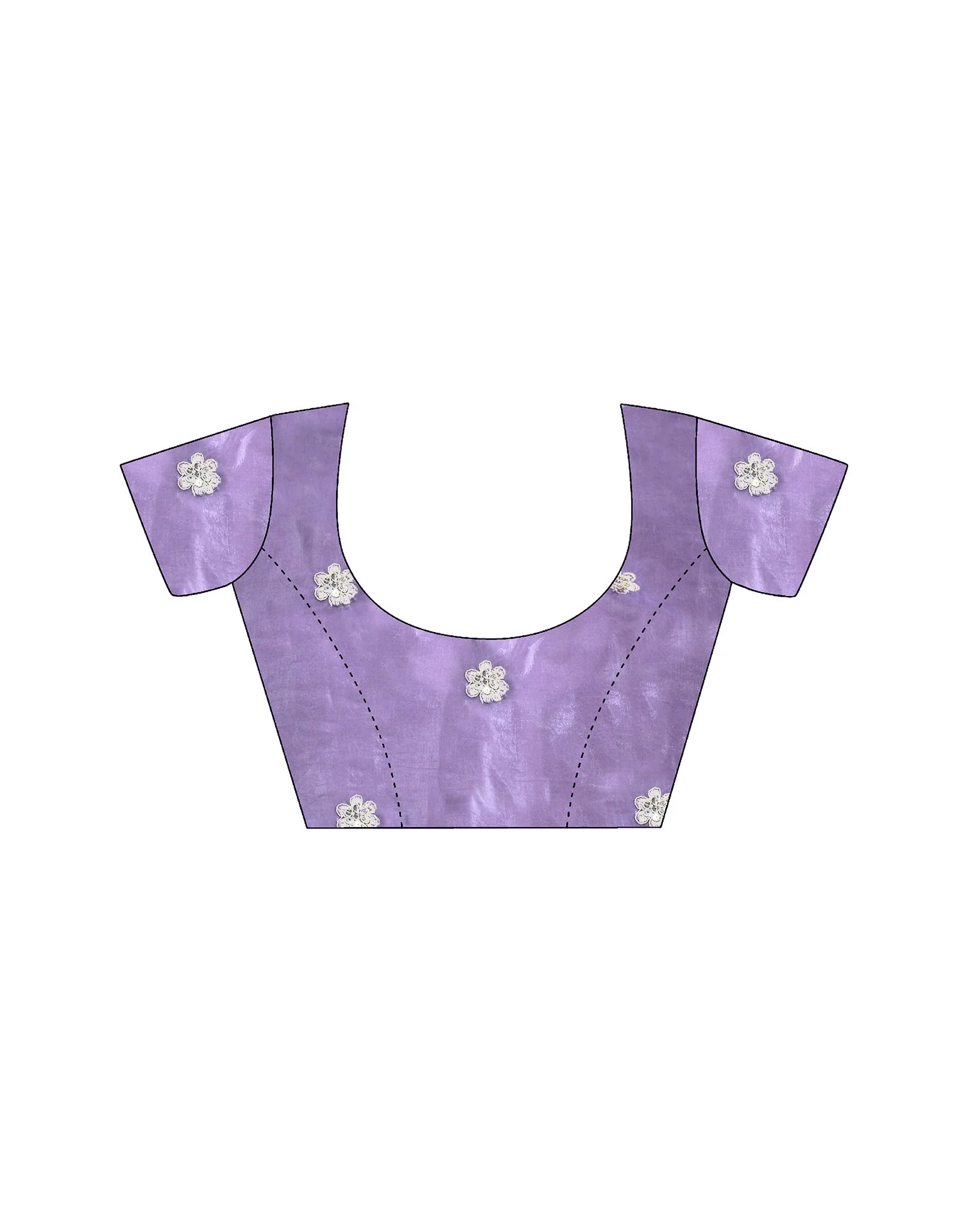Lavender Tissue Silk Sequence Embroidery Saree - Image 10