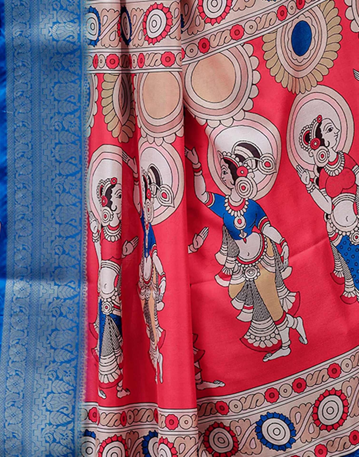 Light Beige Tussar Silk Printed Kalamkari Saree - Image 8