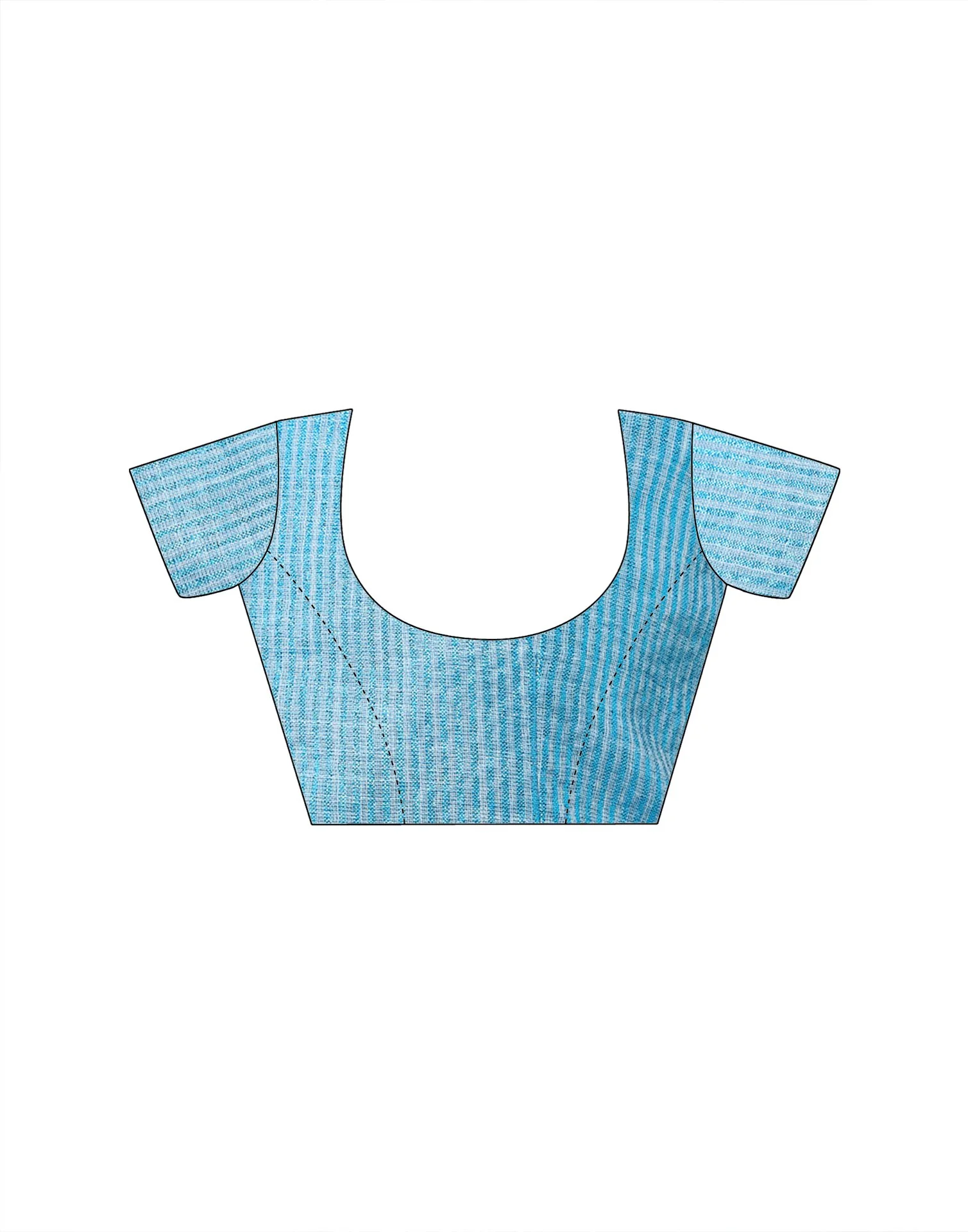 Light Blue Linen Woven Zari Stripe Saree - Image 13