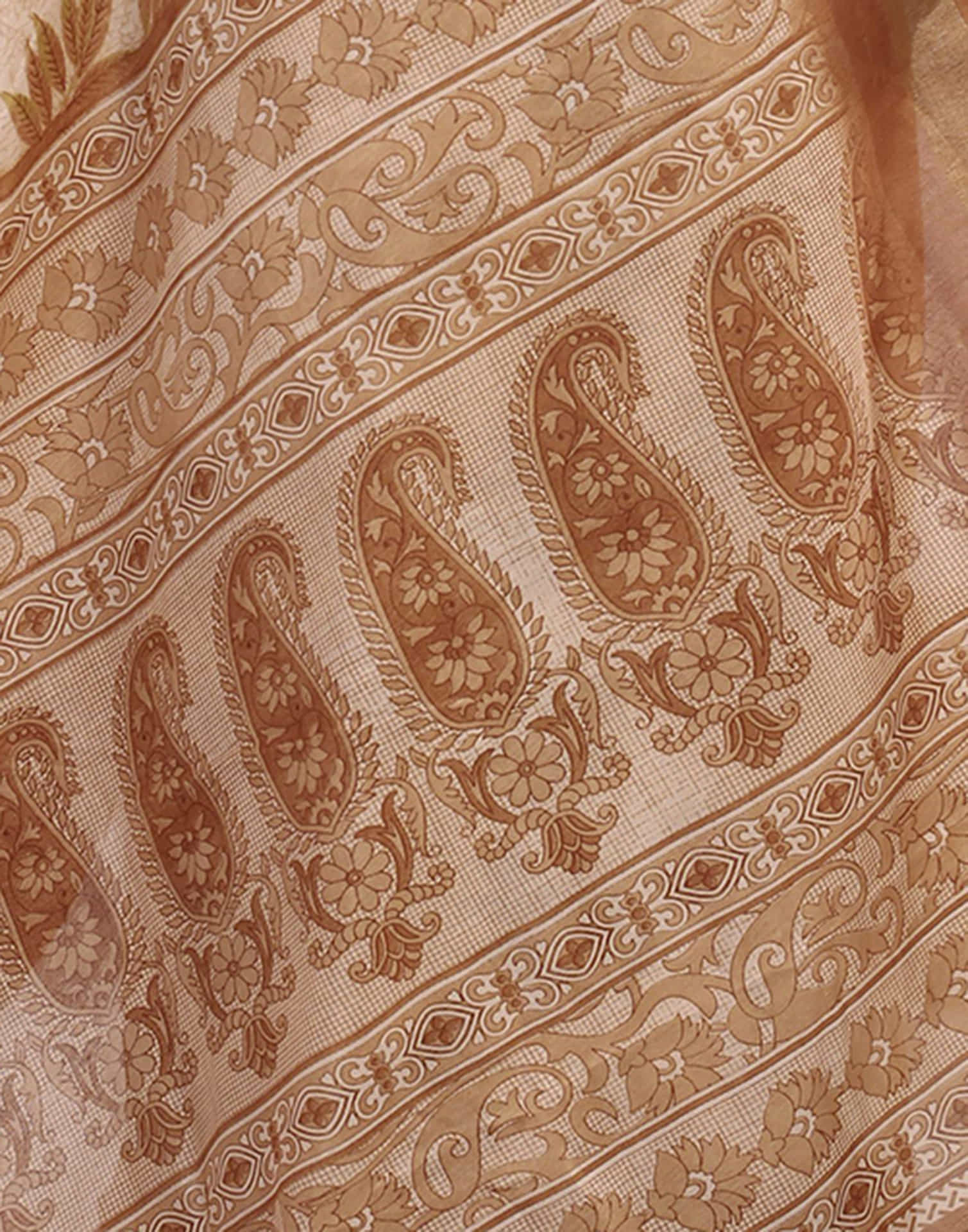 Light Brown Chanderi Printed Saree - Image 9