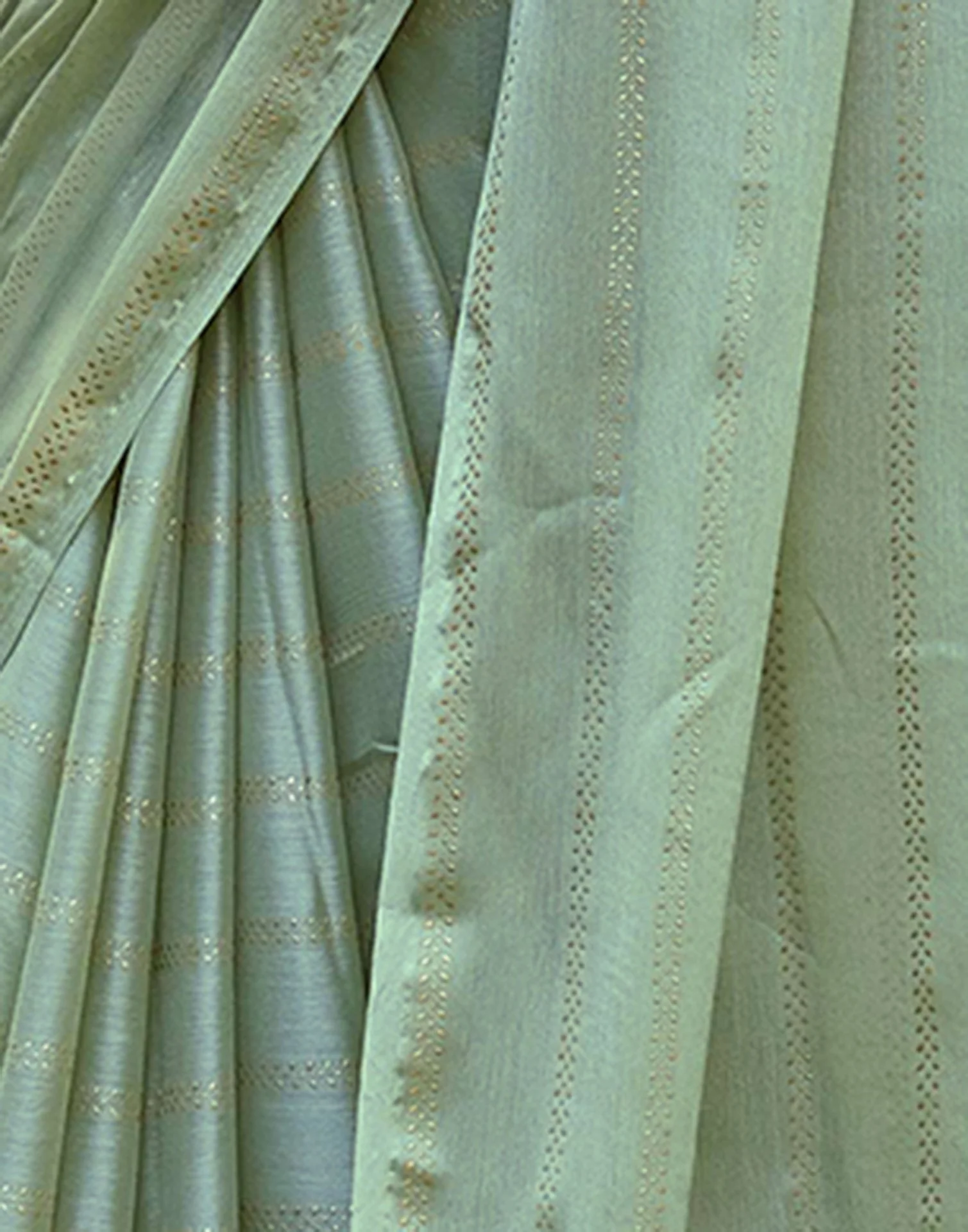 Light Green Georgette Foil Printed Saree - Image 8