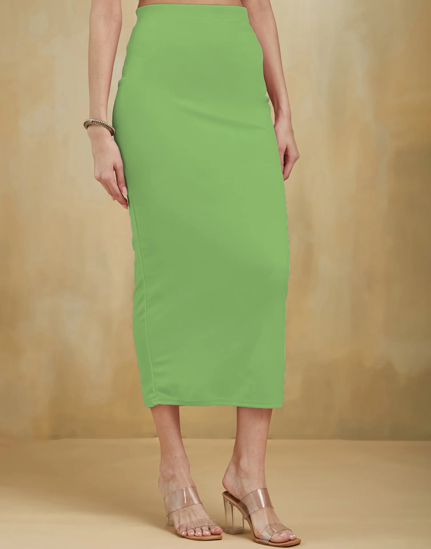 Light Green Lycra Plain Elastic Waist Shapewear - Image 2