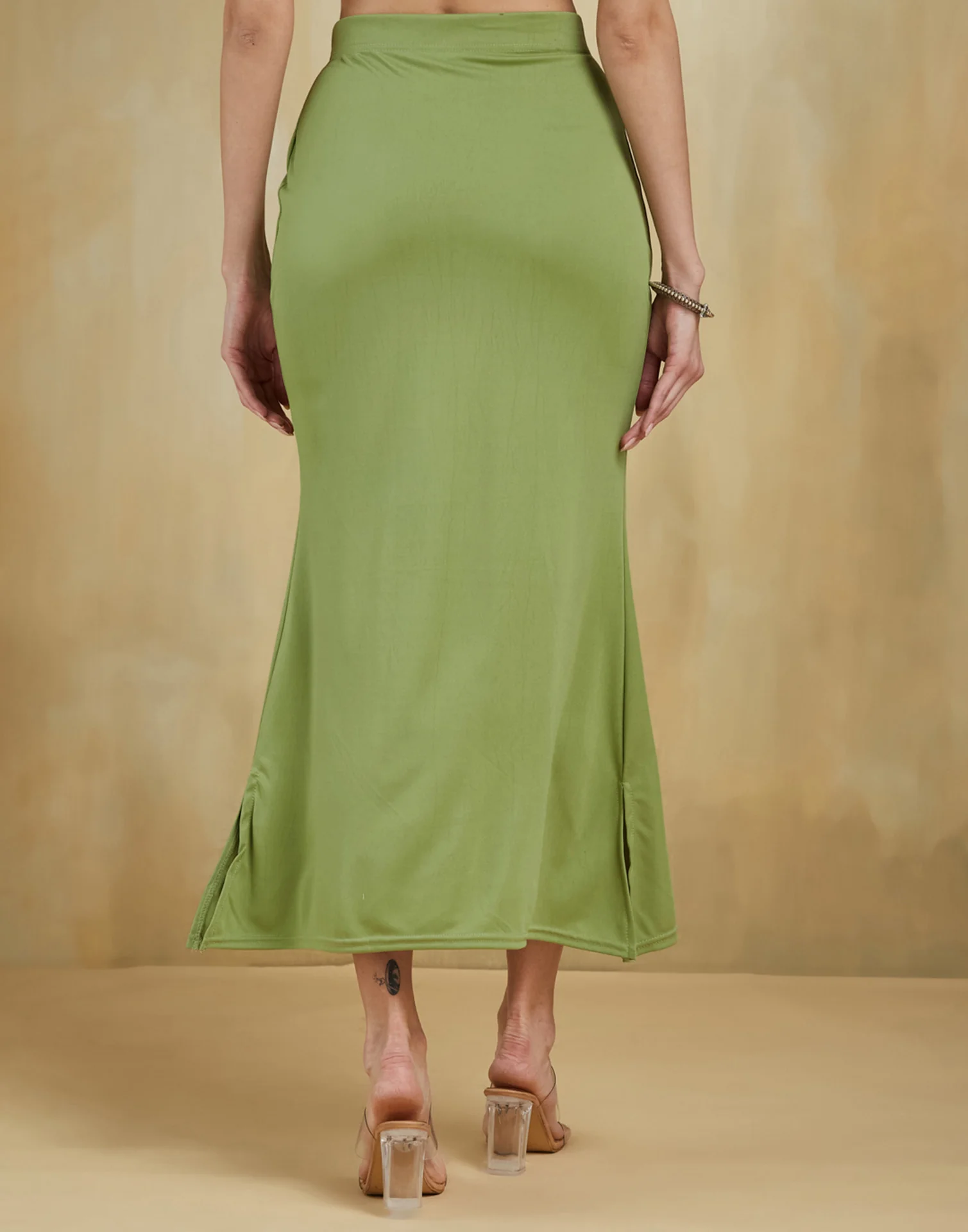 Light Green Lycra Plain Elastic Waist Shapewear - Image 4