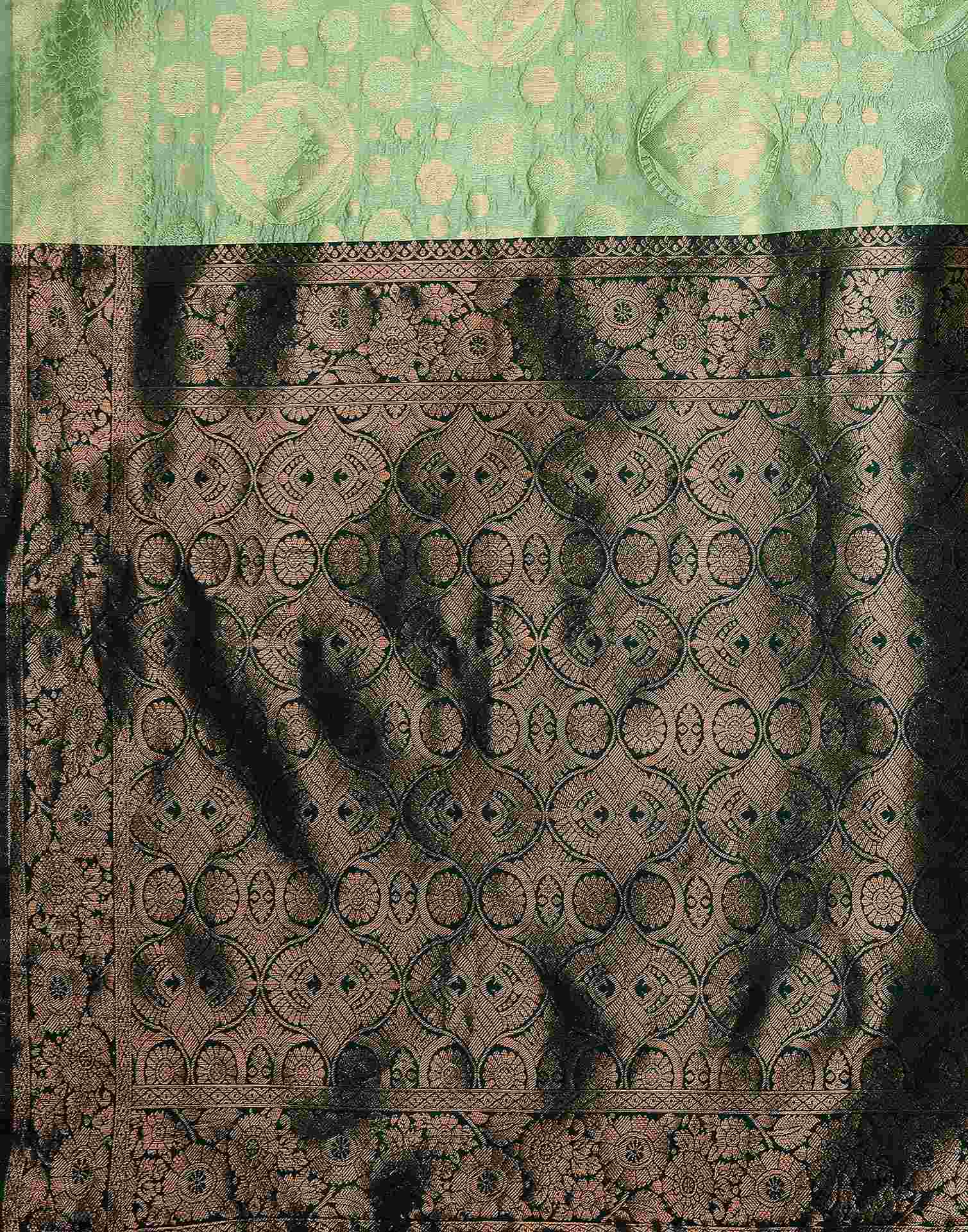 Light Green Silk Woven Banarasi Saree - Image 7