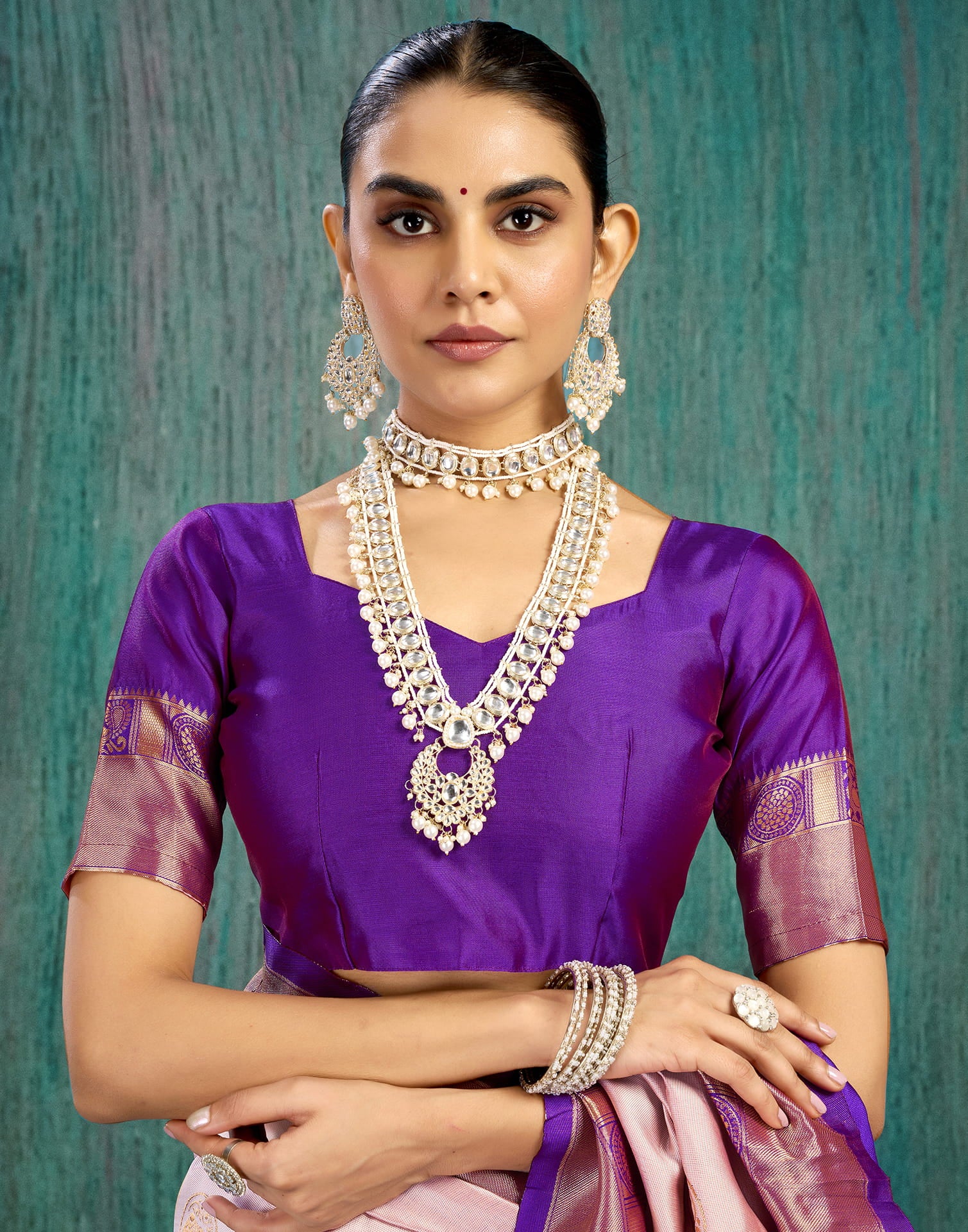 Pink Silk Woven Kanjivaram Saree - Image 10