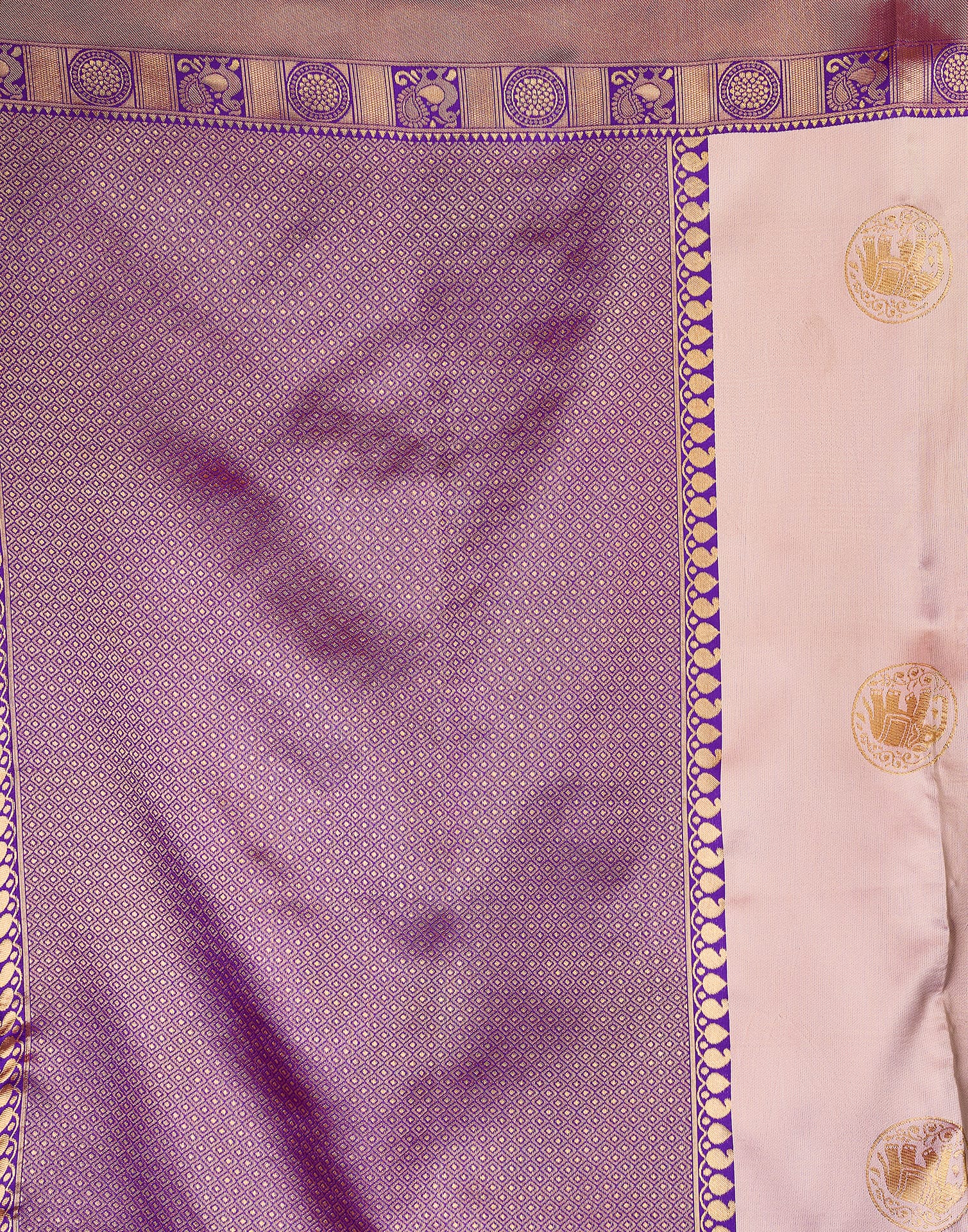 Pink Silk Woven Kanjivaram Saree - Image 9