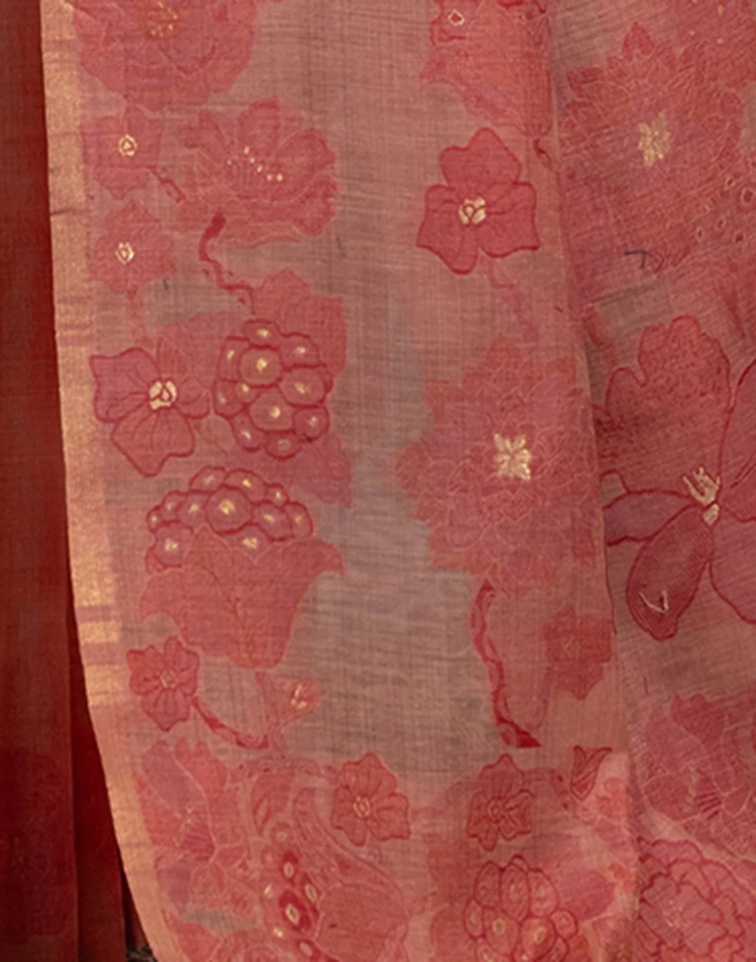 Light Peach Cotton Weaving Jamdani Saree - Image 7