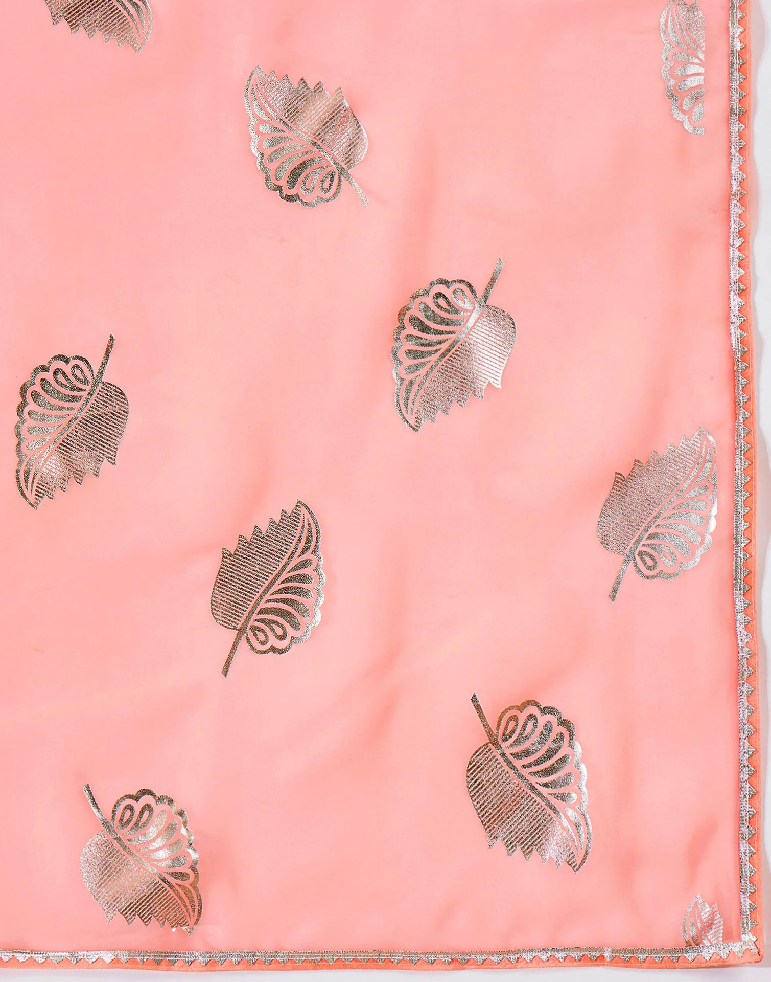Light Peach Georgette Foil Printed Saree - Image 8