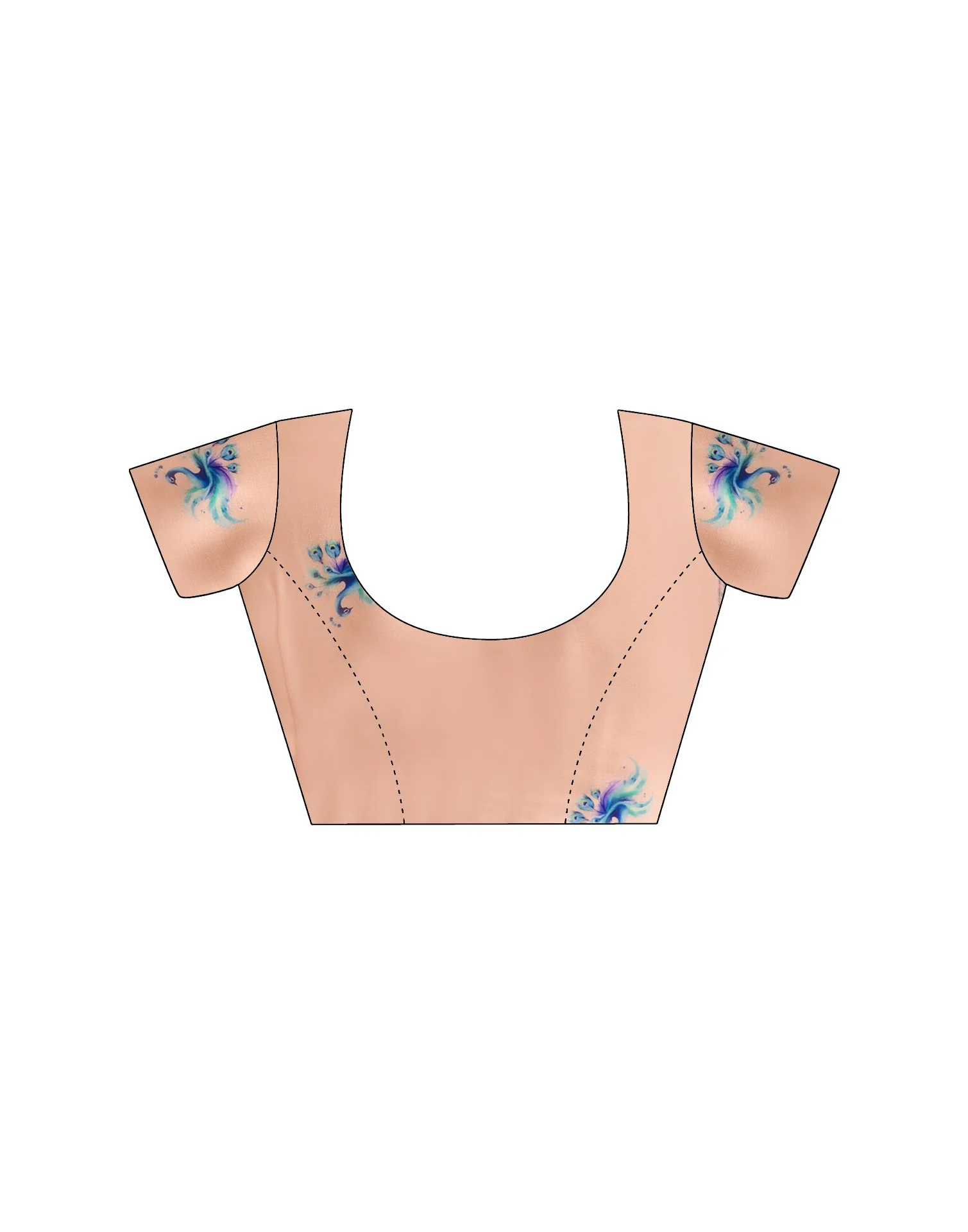 Handsfree Light Peach Satin Printed Saree - Image 13