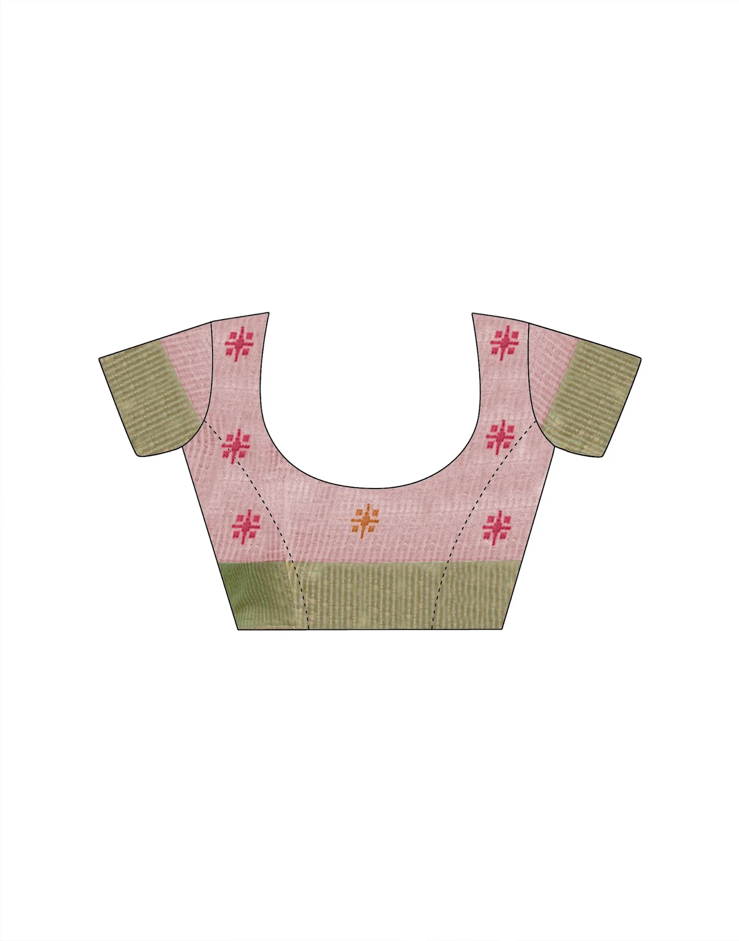 Light Pink Linen Silk Woven Printed Saree - Image 7