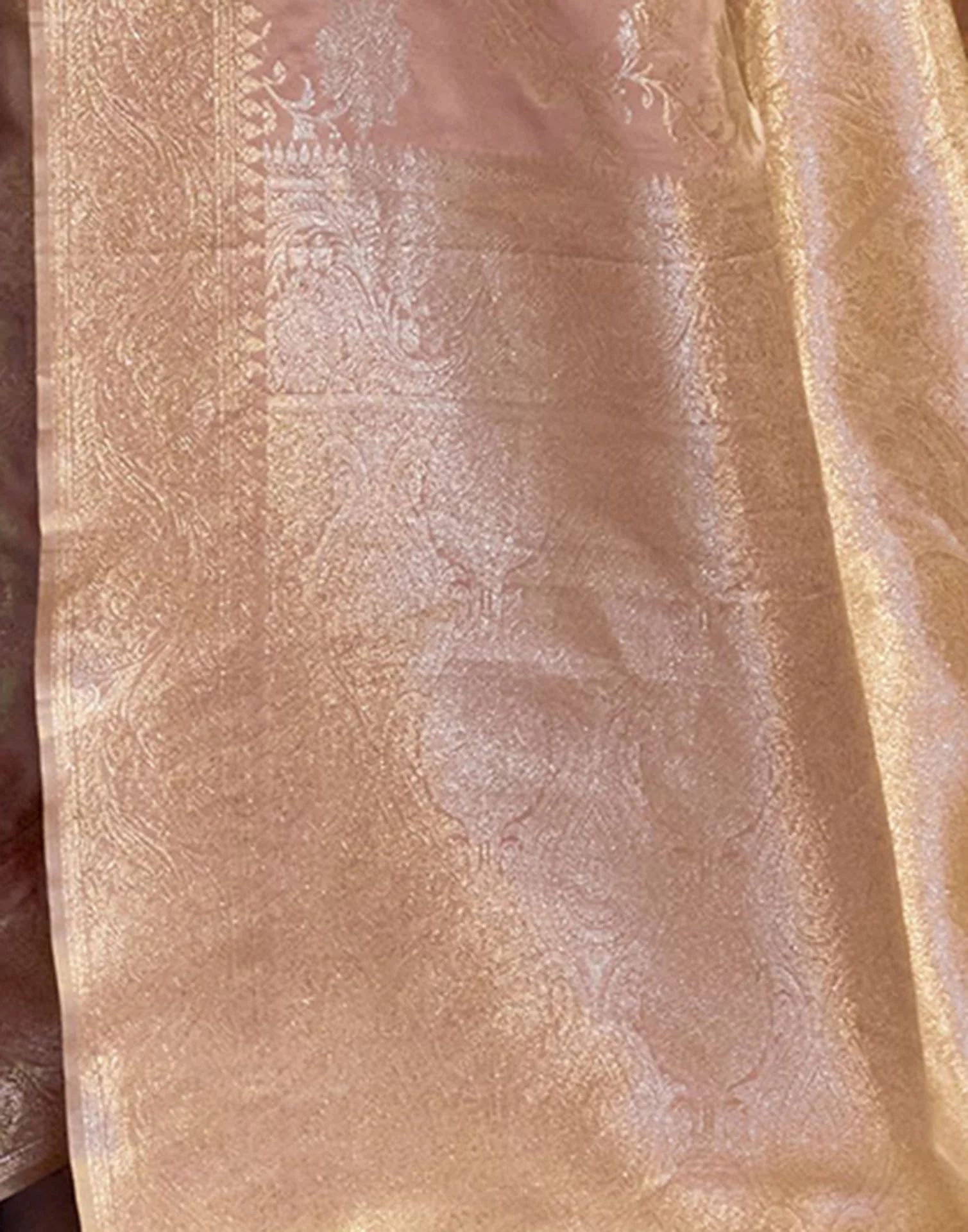 Light Pink Silk Woven Banarasi Saree - Image 5
