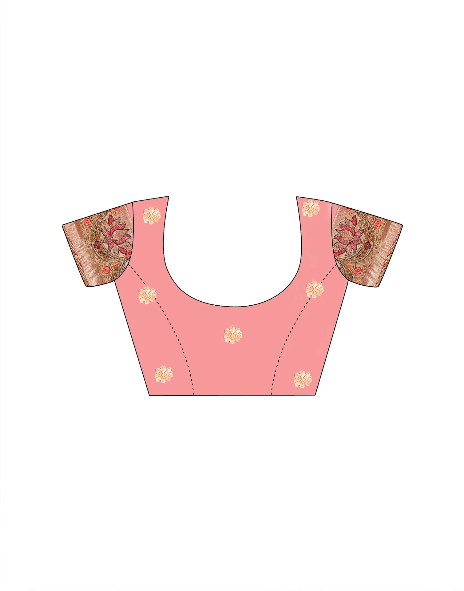 Light Pink Silk Woven Embroidery Stone Work Banarasi Saree - Image 14