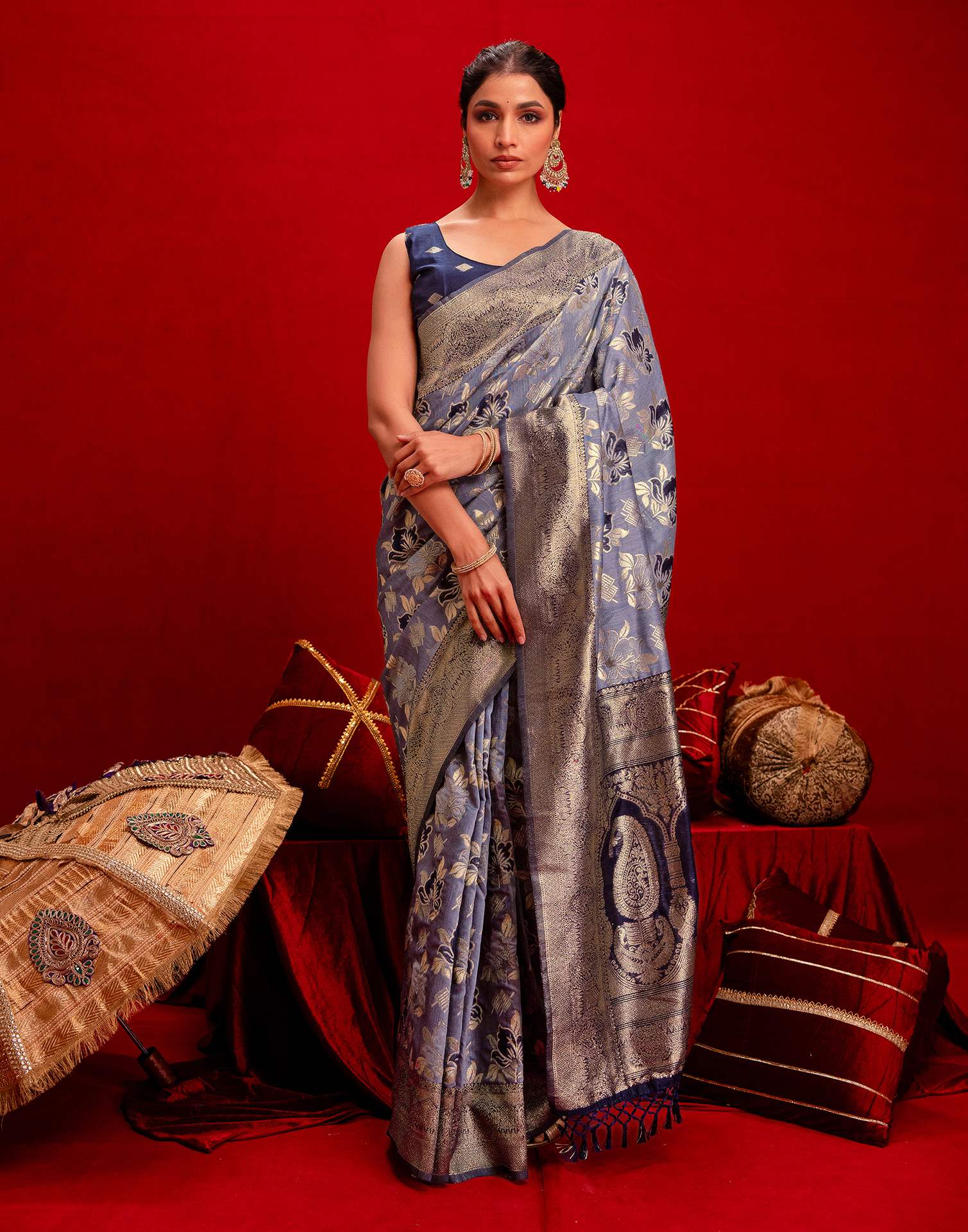 Light Purple Chanderi Cotton Woven Banarasi Saree