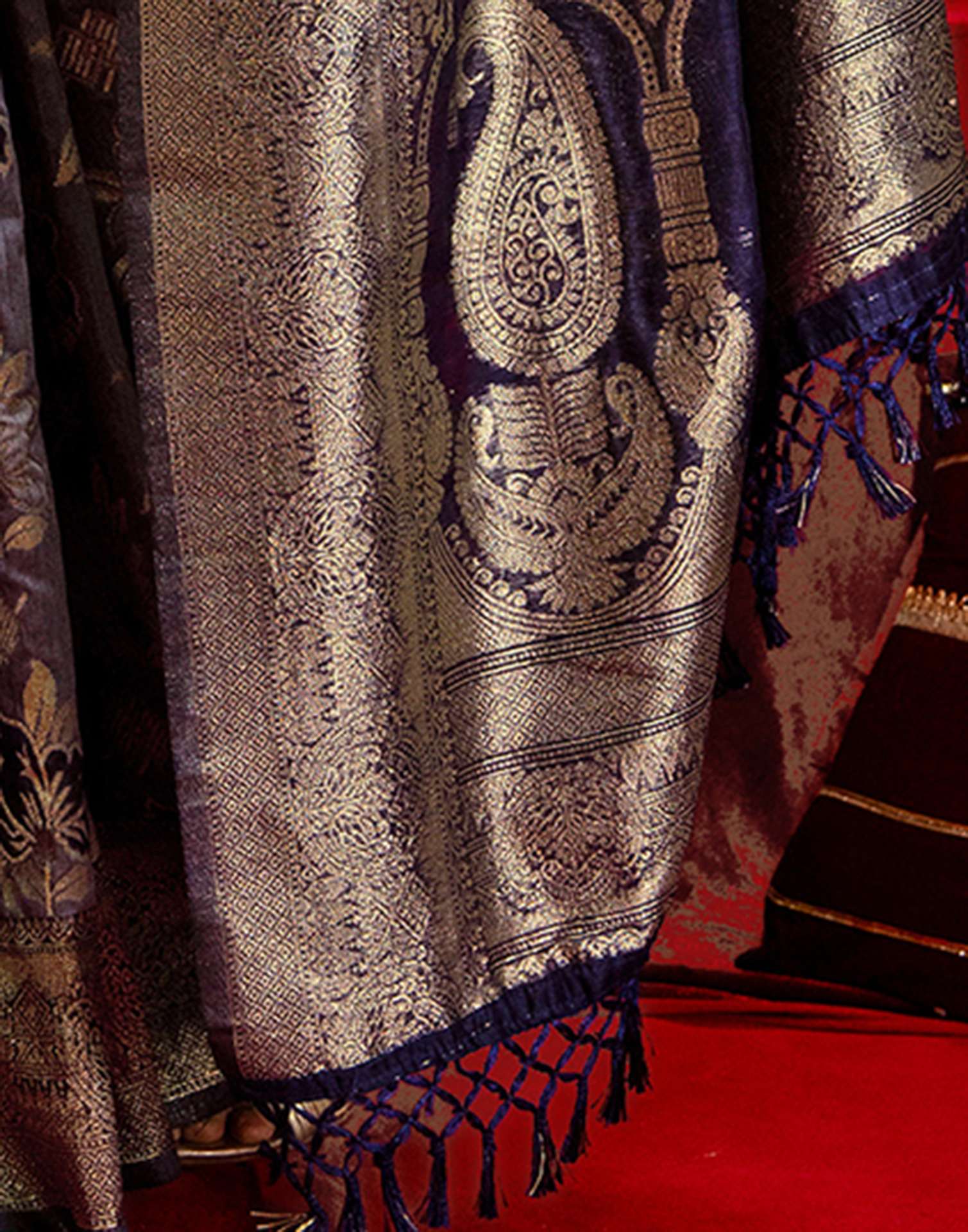 Light Purple Chanderi Cotton Woven Banarasi Saree - Image 10