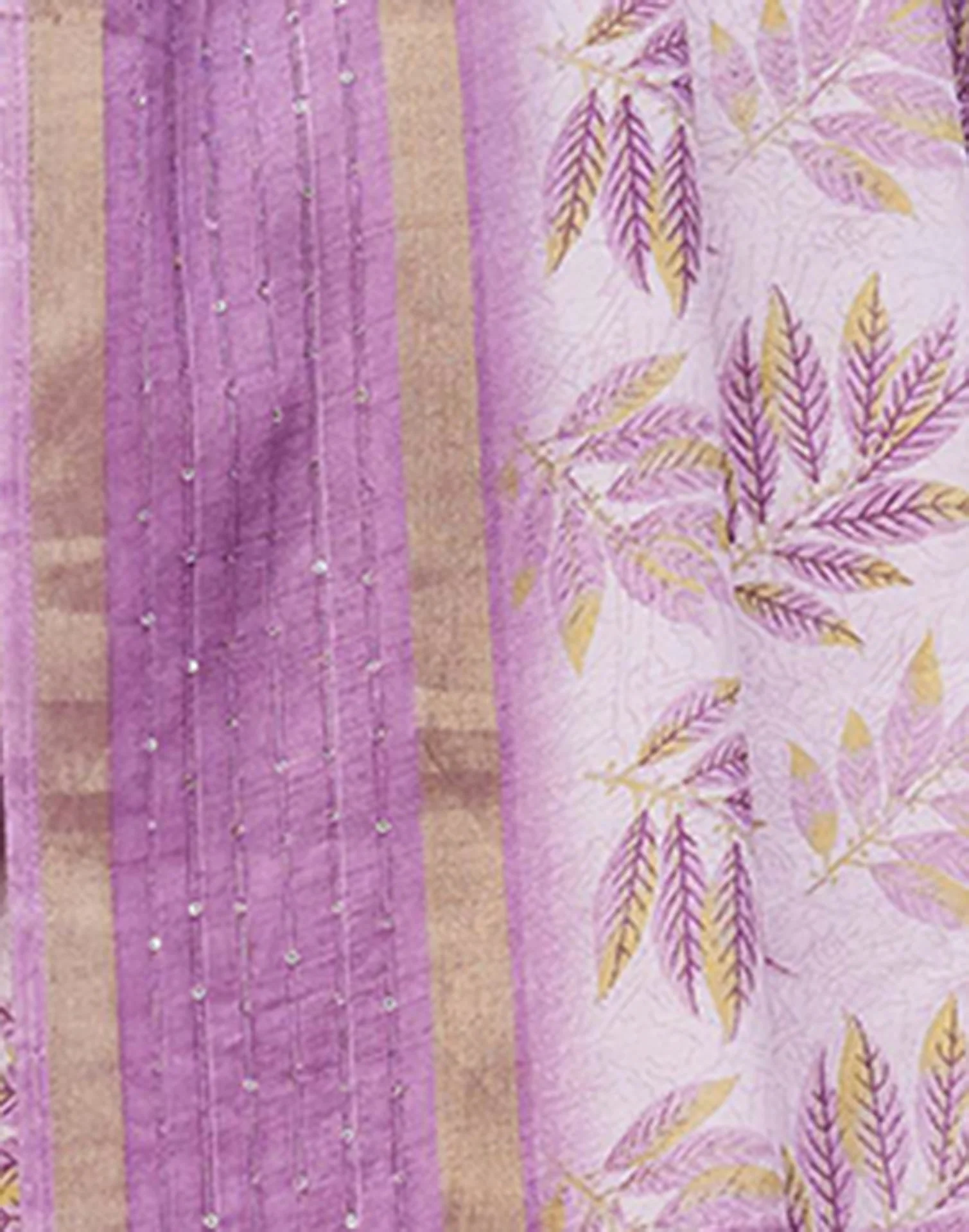 Light Purple Chanderi Printed Saree - Image 10