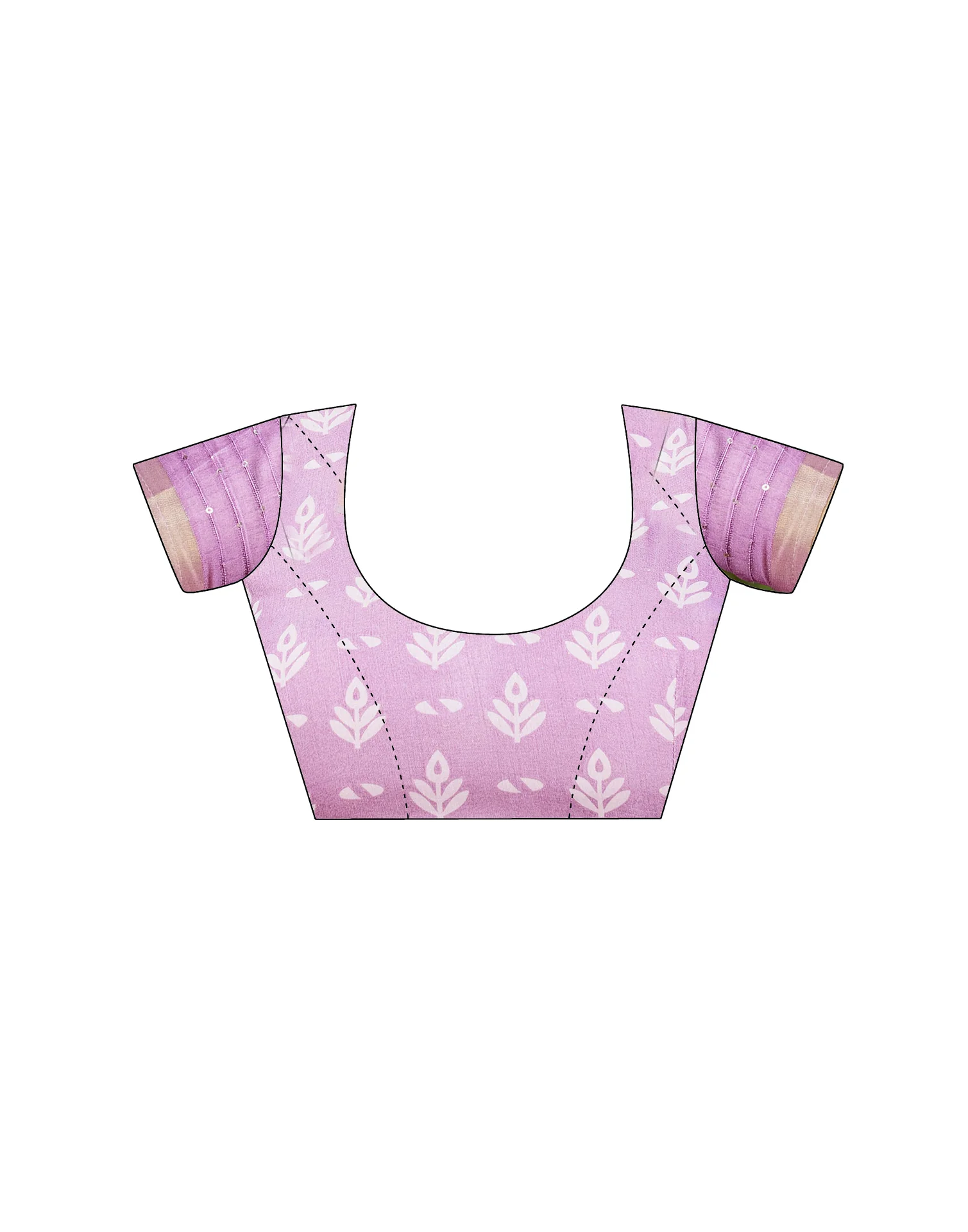 Light Purple Chanderi Printed Saree - Image 11