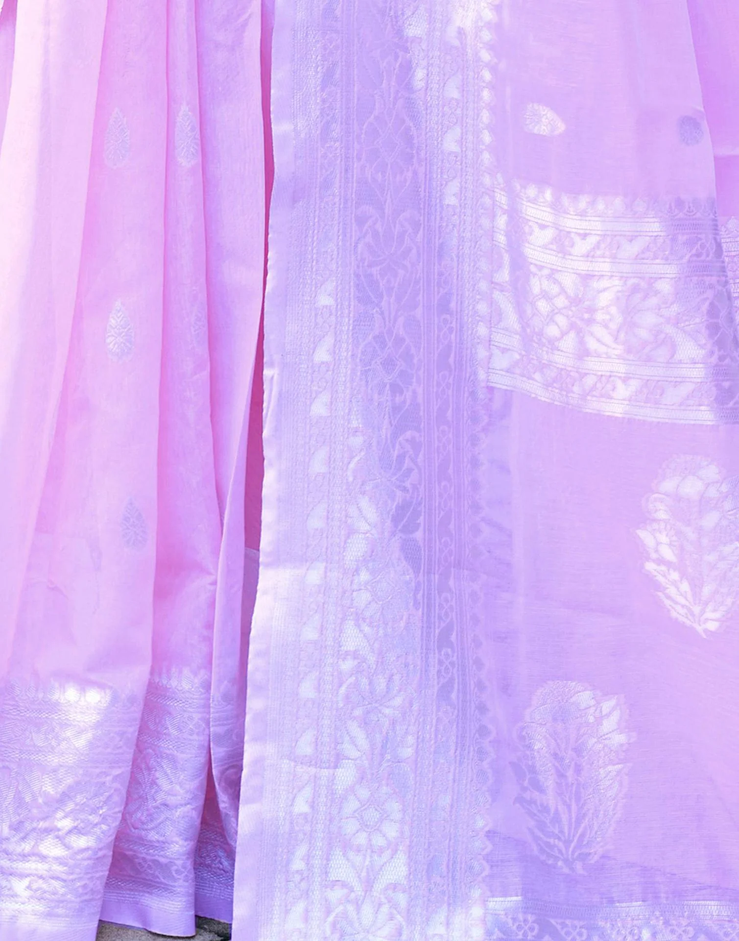 Light Purple Chanderi Woven Saree - Image 9