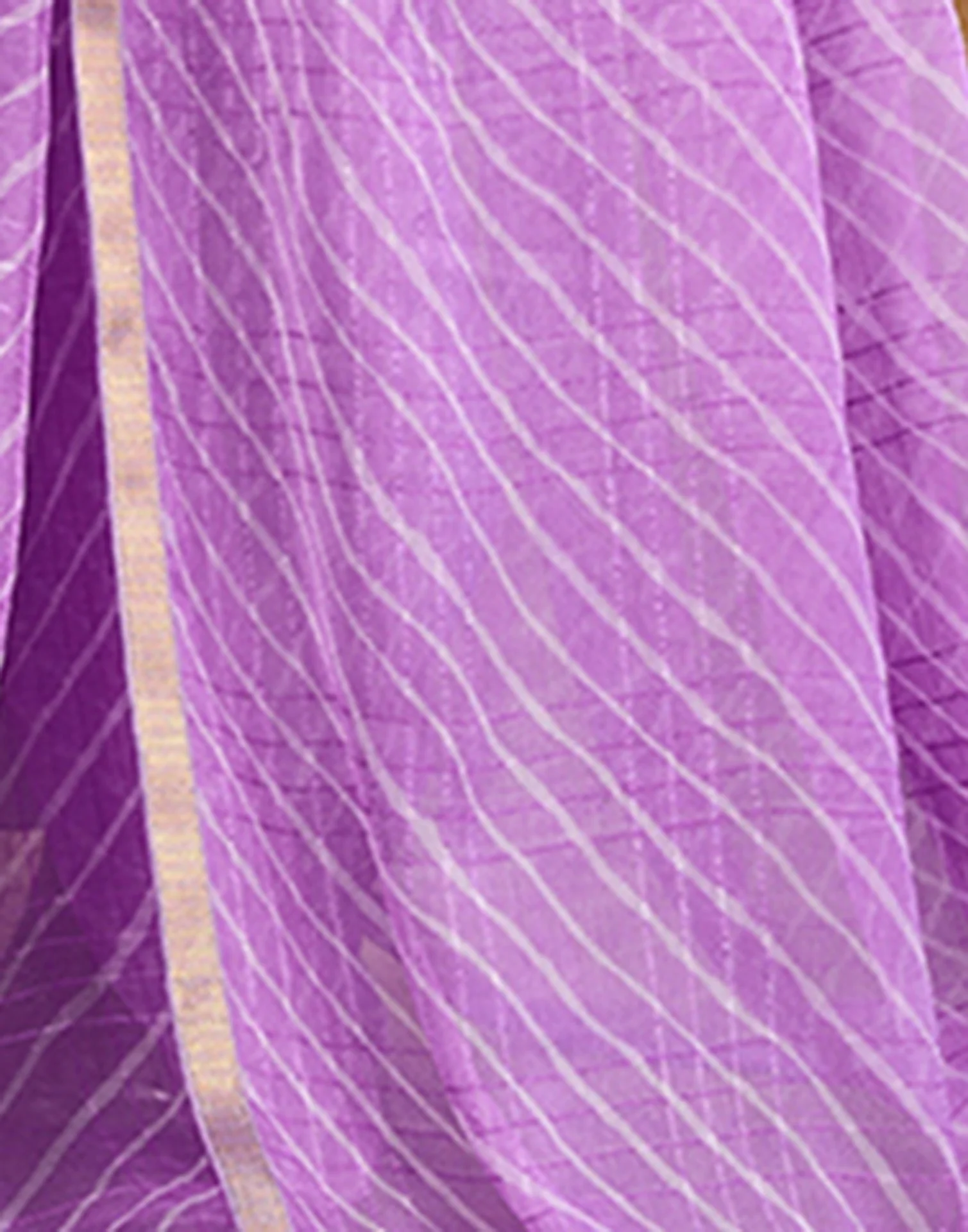 Light Purple Chiffon Laheriya Saree - Image 7
