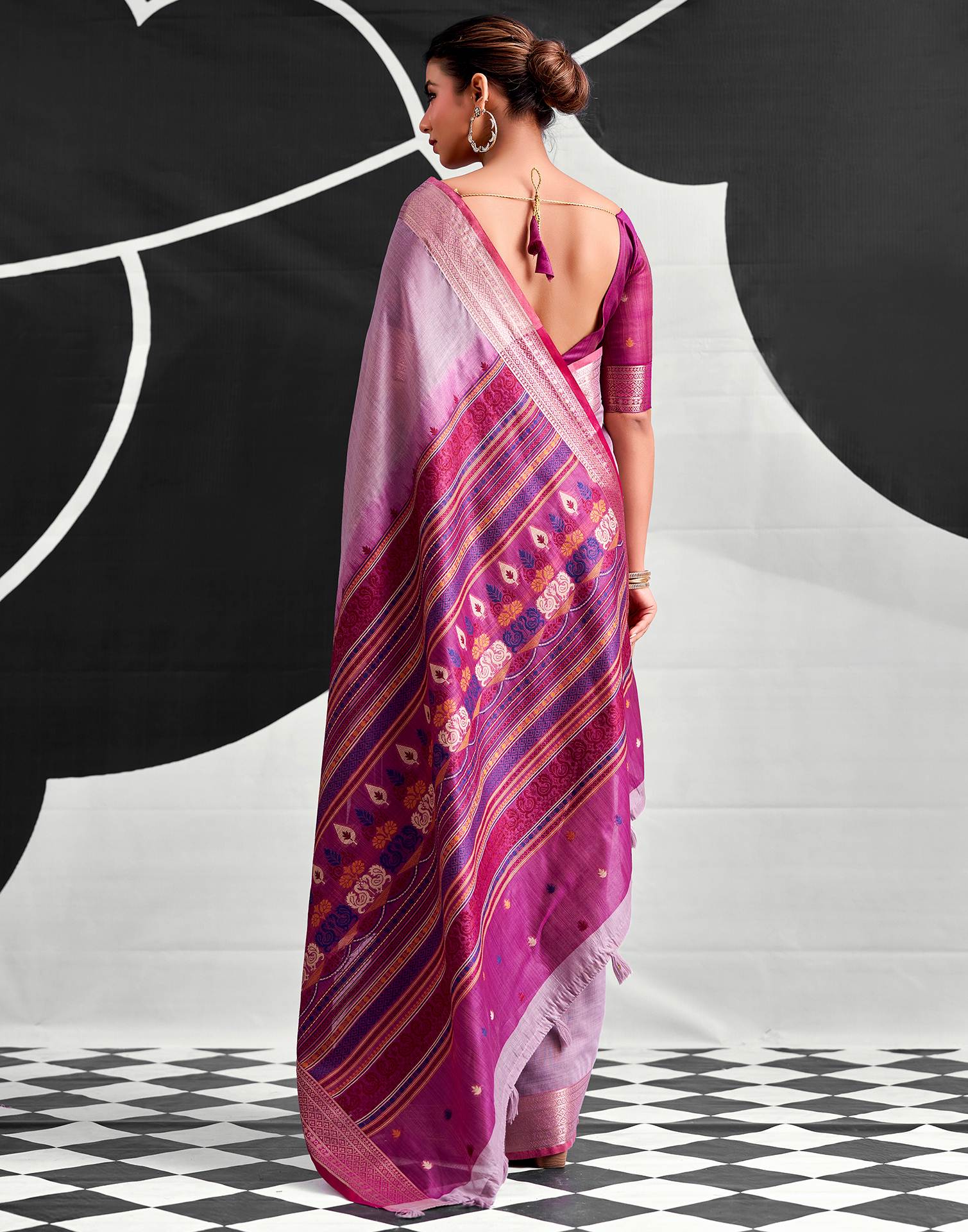 Light Purple Cotton Silk Woven Saree - Image 6