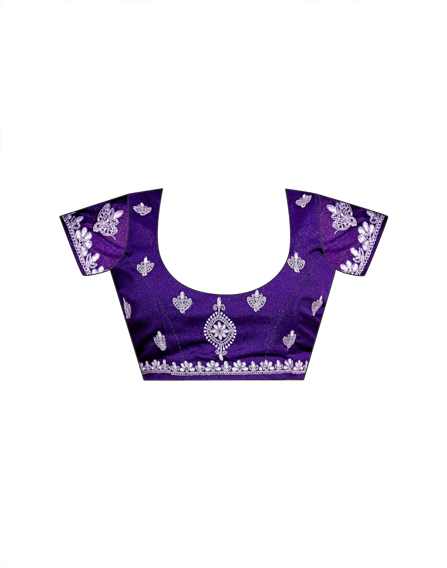 Light Purple Shimmer Embroidery Saree - Image 11